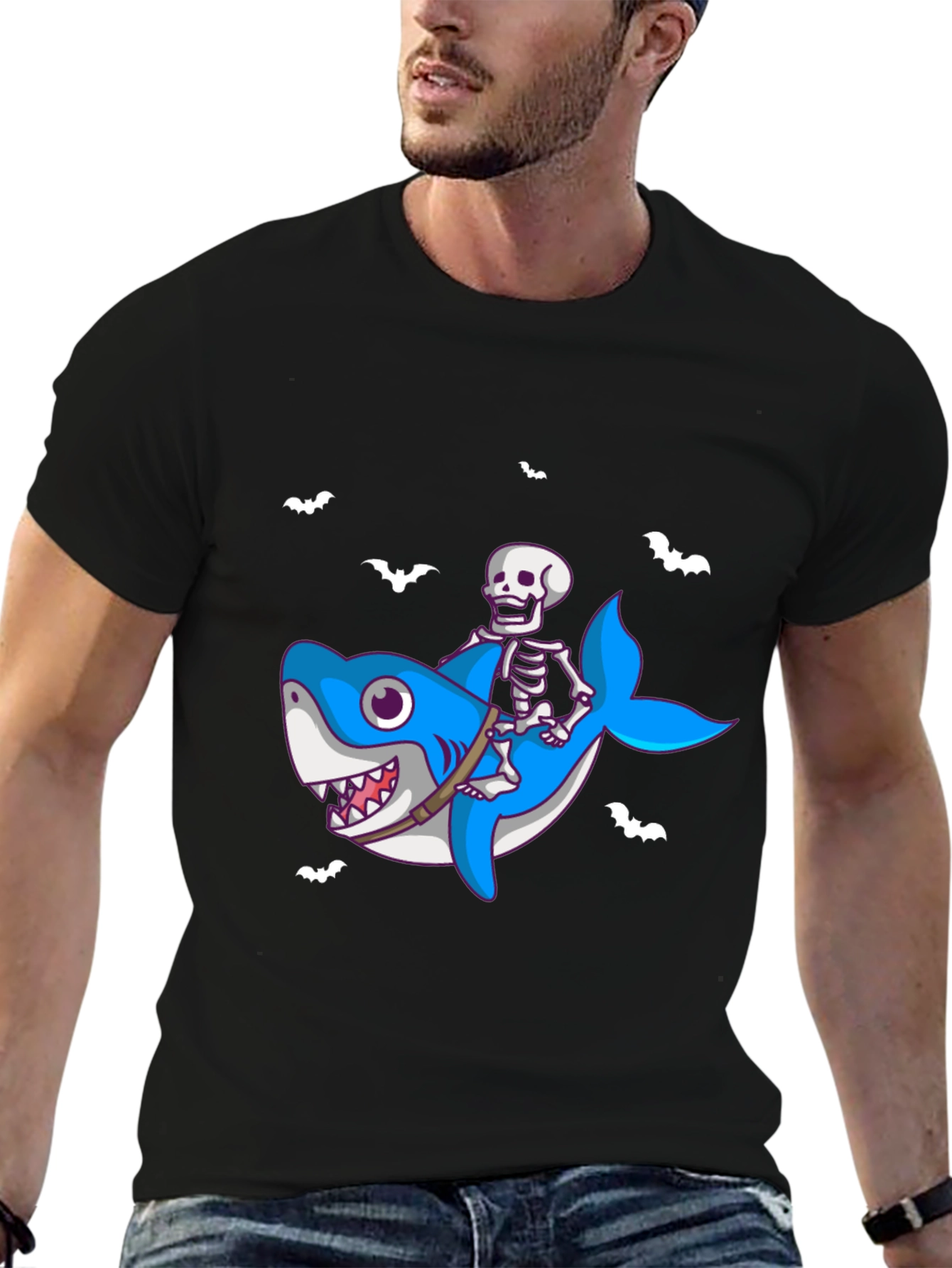 Skeleton Shark Rider T-Shirt