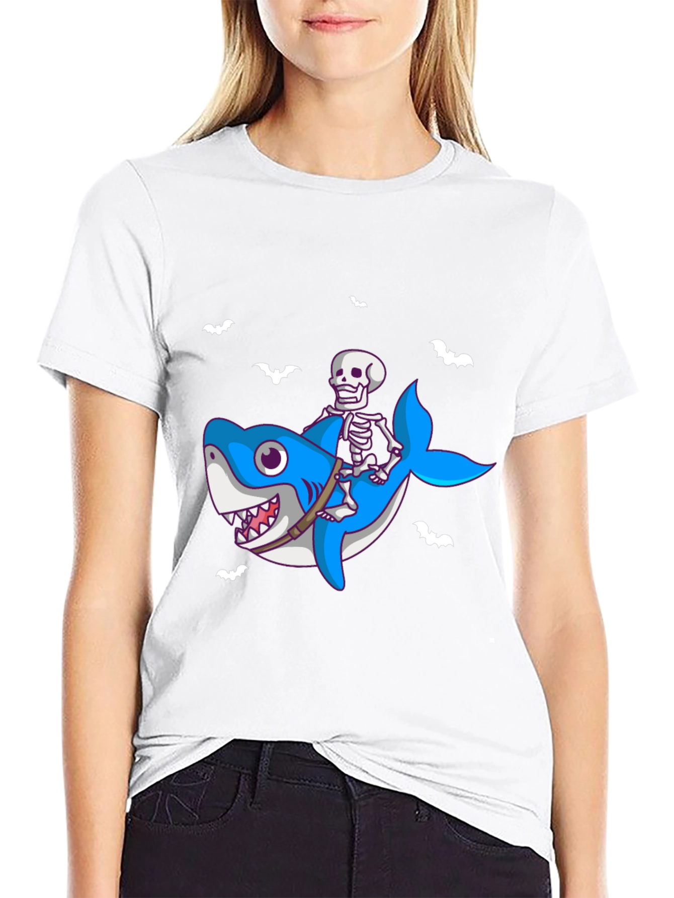 Skeleton Shark Rider T-Shirt