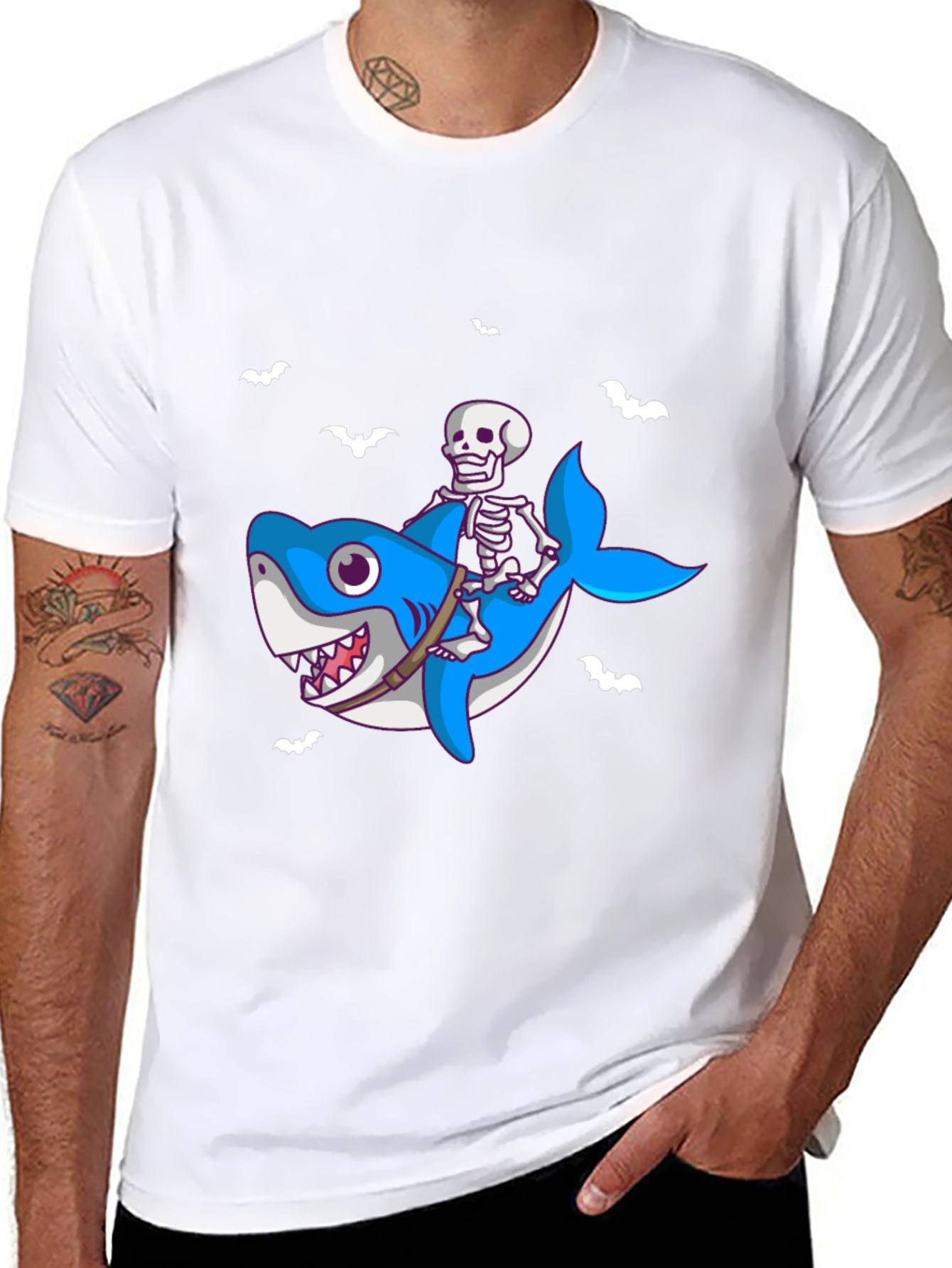 Skeleton Shark Rider T-Shirt