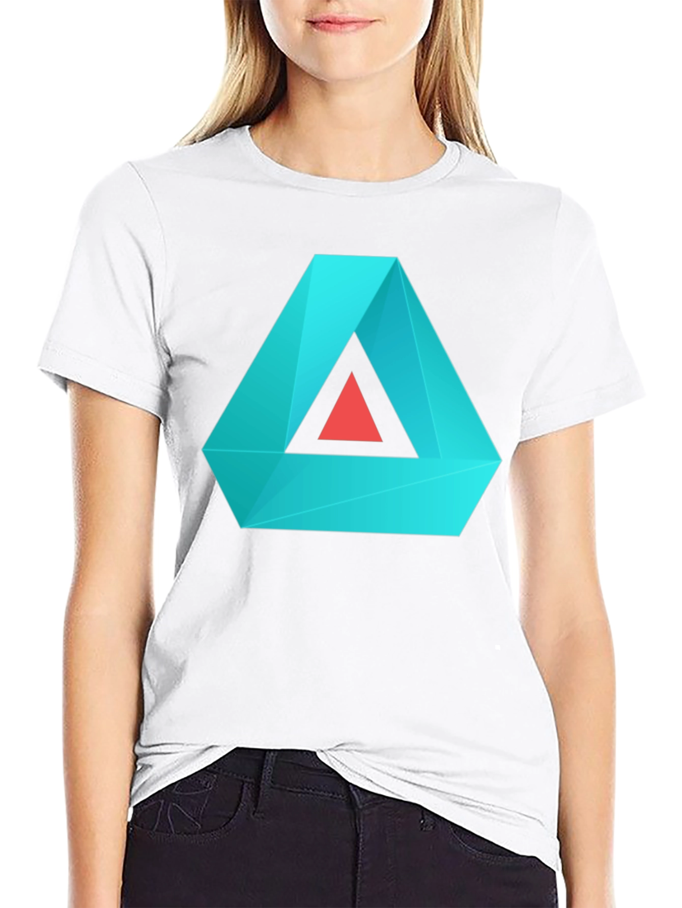 Geometric Triangle Graphic Tee - Modern Casual Style