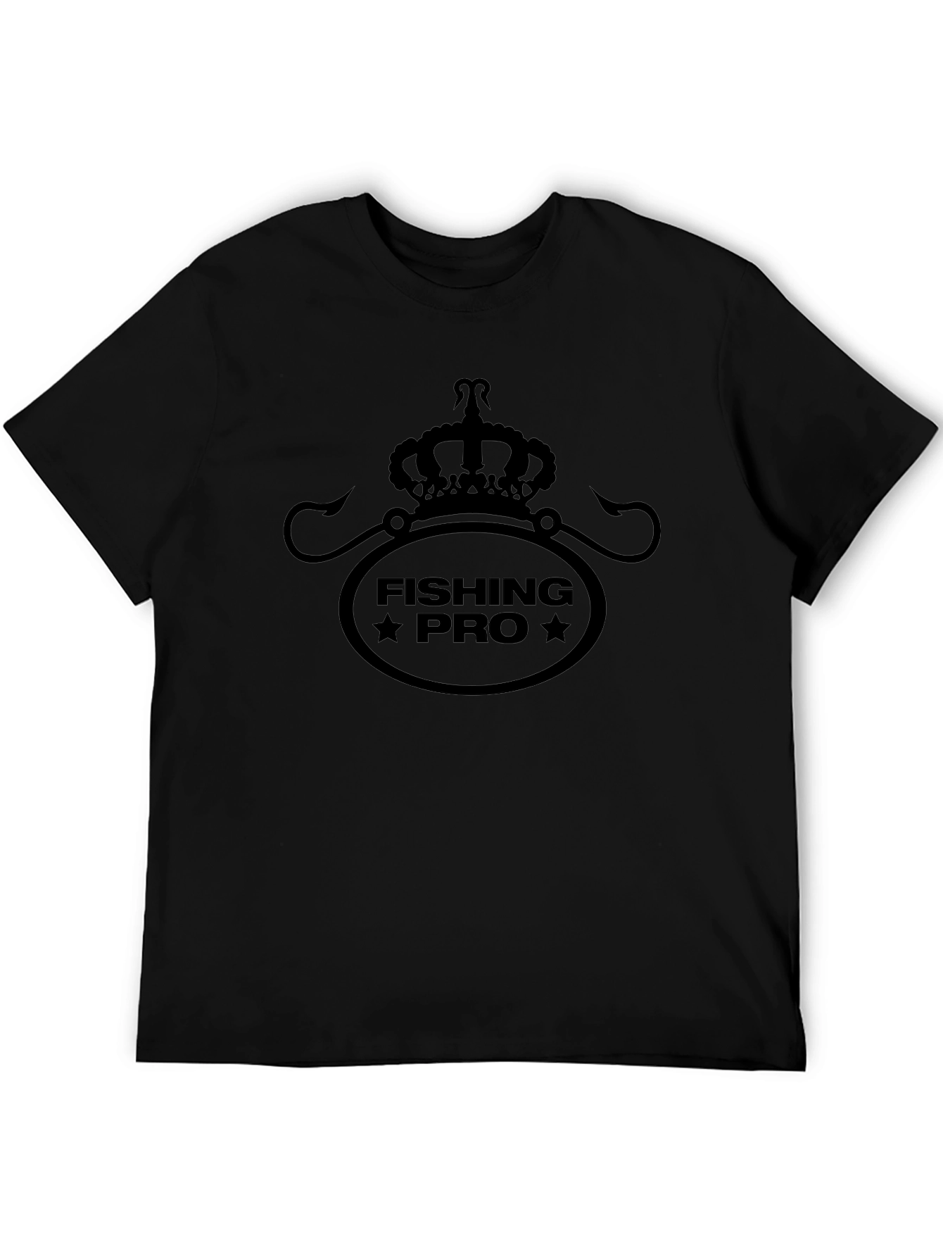 Fishing Pro Graphic T-Shirt - Black Crew Neck Tee