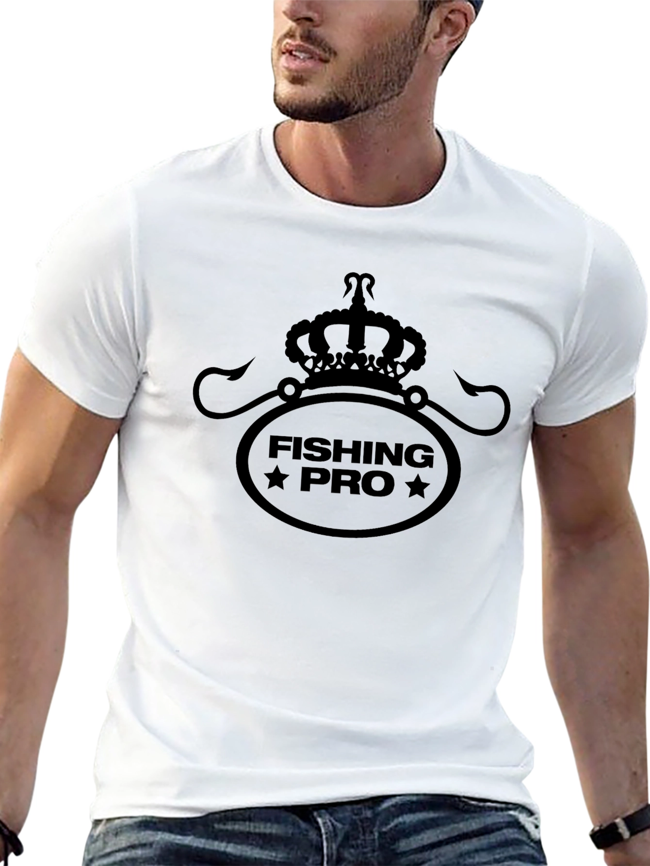 Fishing Pro Graphic T-Shirt - Black Crew Neck Tee