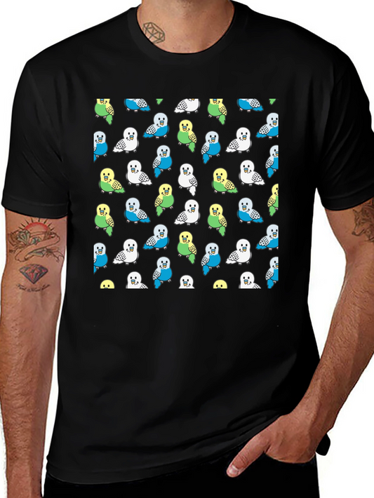 Parakeet Pattern T-Shirt - Fun Bird Lover Tee