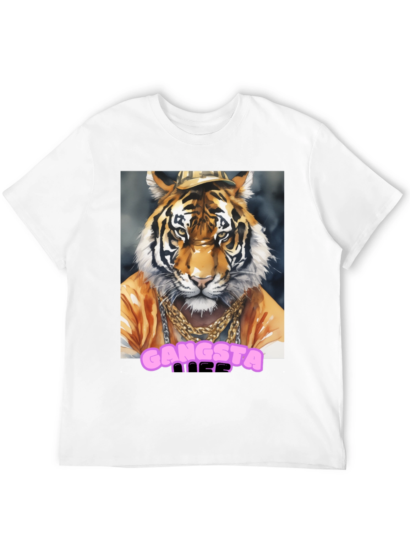 Gangsta Tiger Graphic Tee - Cool Animal Print T-Shirt