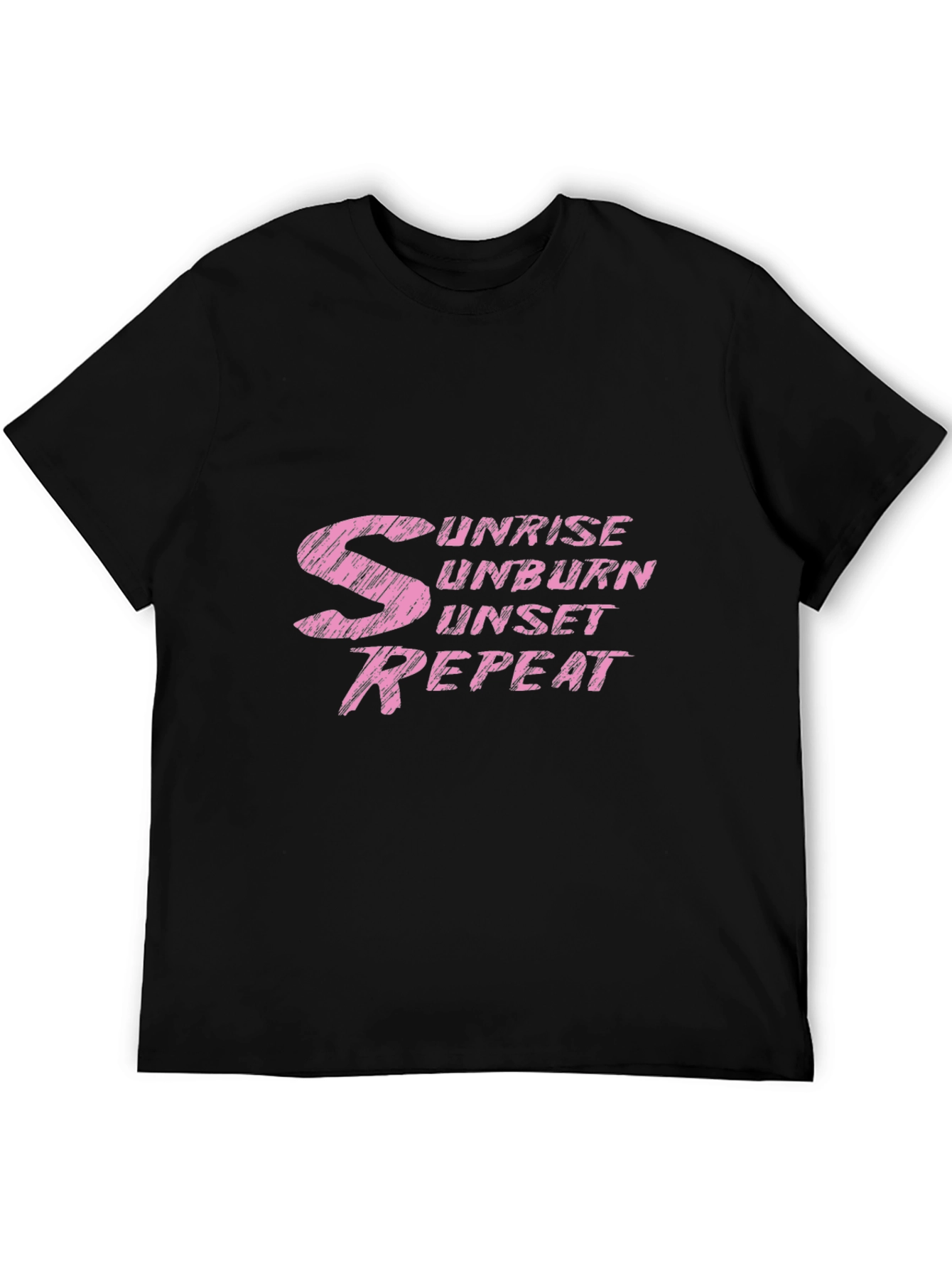 Sunrise Unburn Sunset Repeat Graphic Tee - Black Cotton