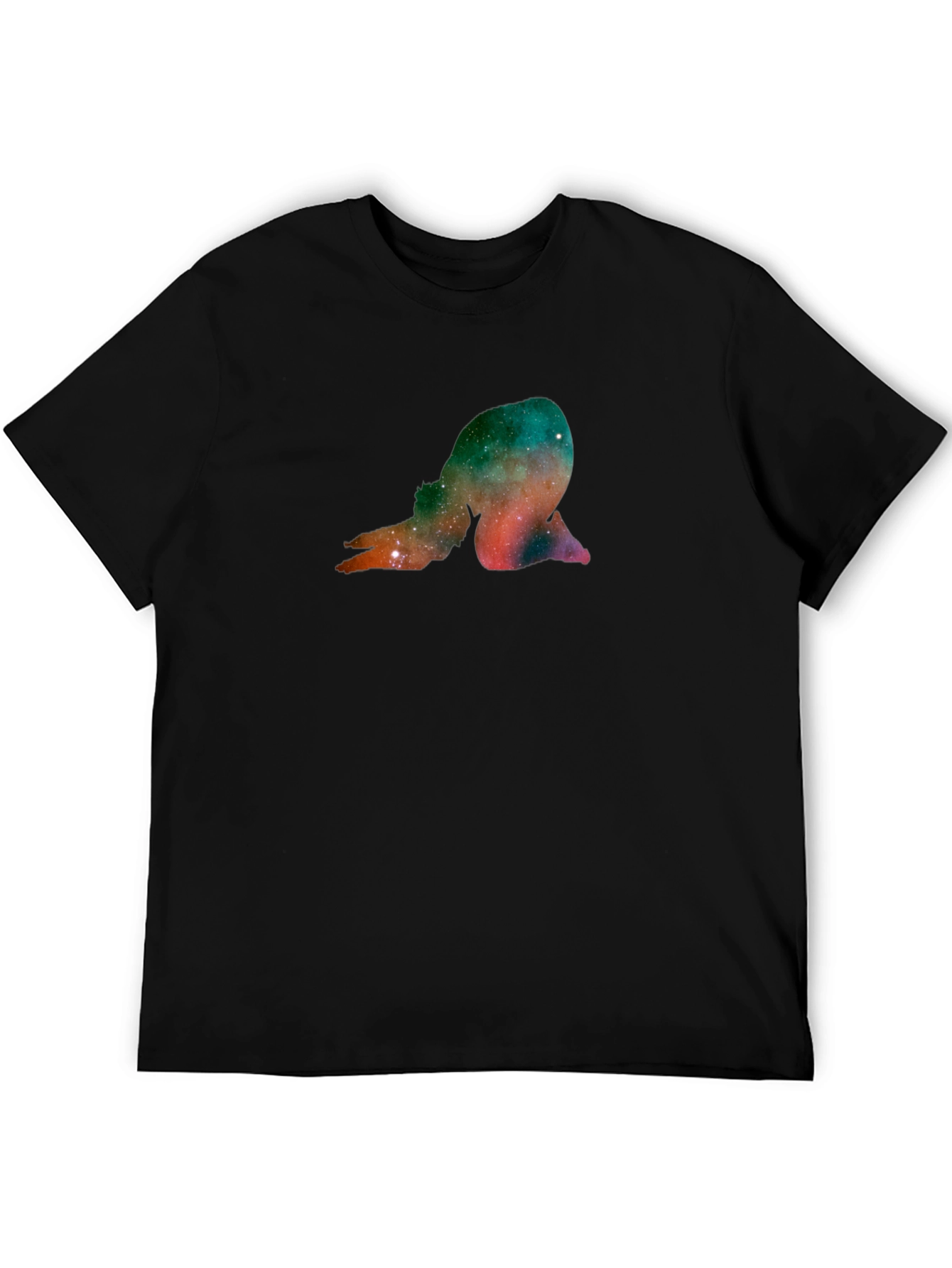 Cosmic Yoga Pose Graphic Black T-Shirt