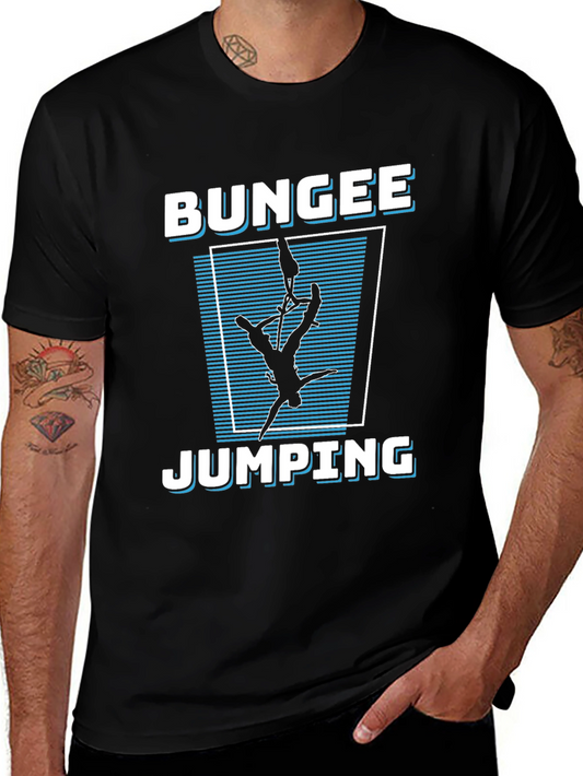 Bungee Jumping Graphic Tee - Black Cotton T-Shirt