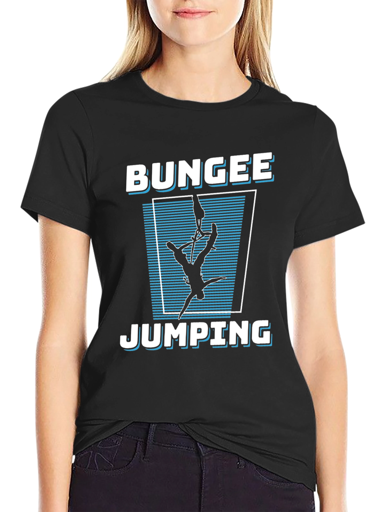 Bungee Jumping Graphic Tee - Black Cotton T-Shirt