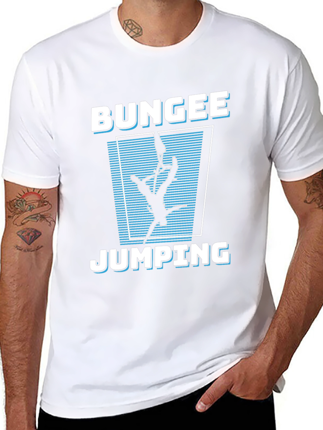 Bungee Jumping Graphic Tee - Black Cotton T-Shirt