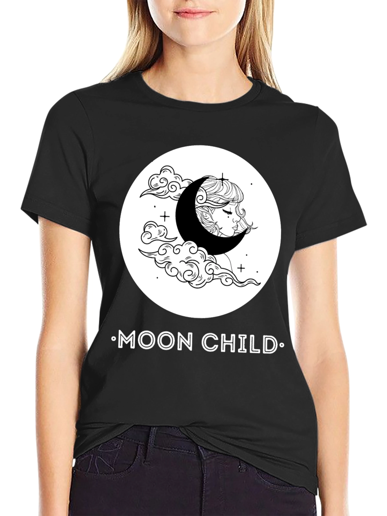 Moon Child Graphic T-Shirt - Unisex Black Tee