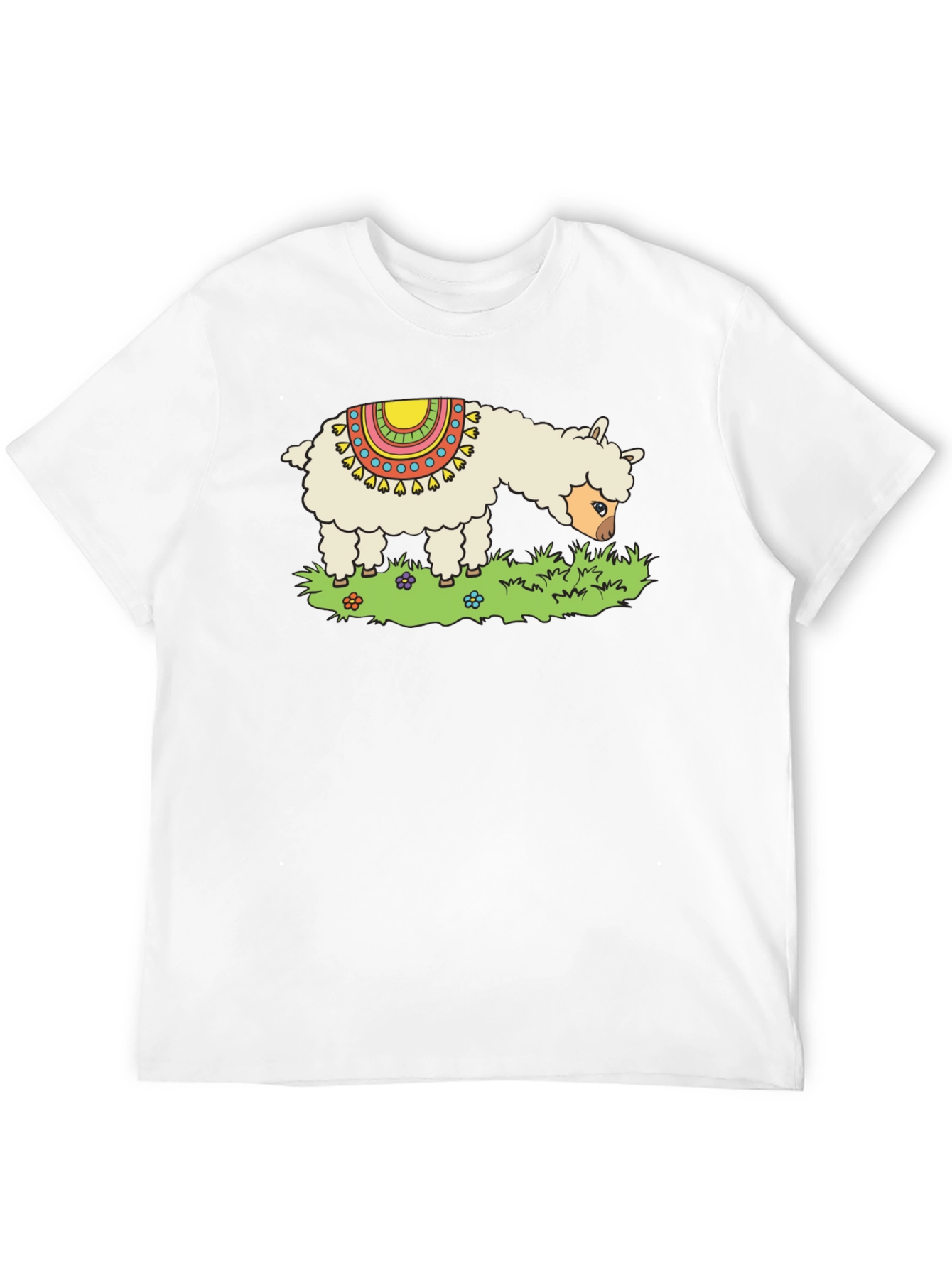 Llama Graphic Tee - Black Cotton T-Shirt
