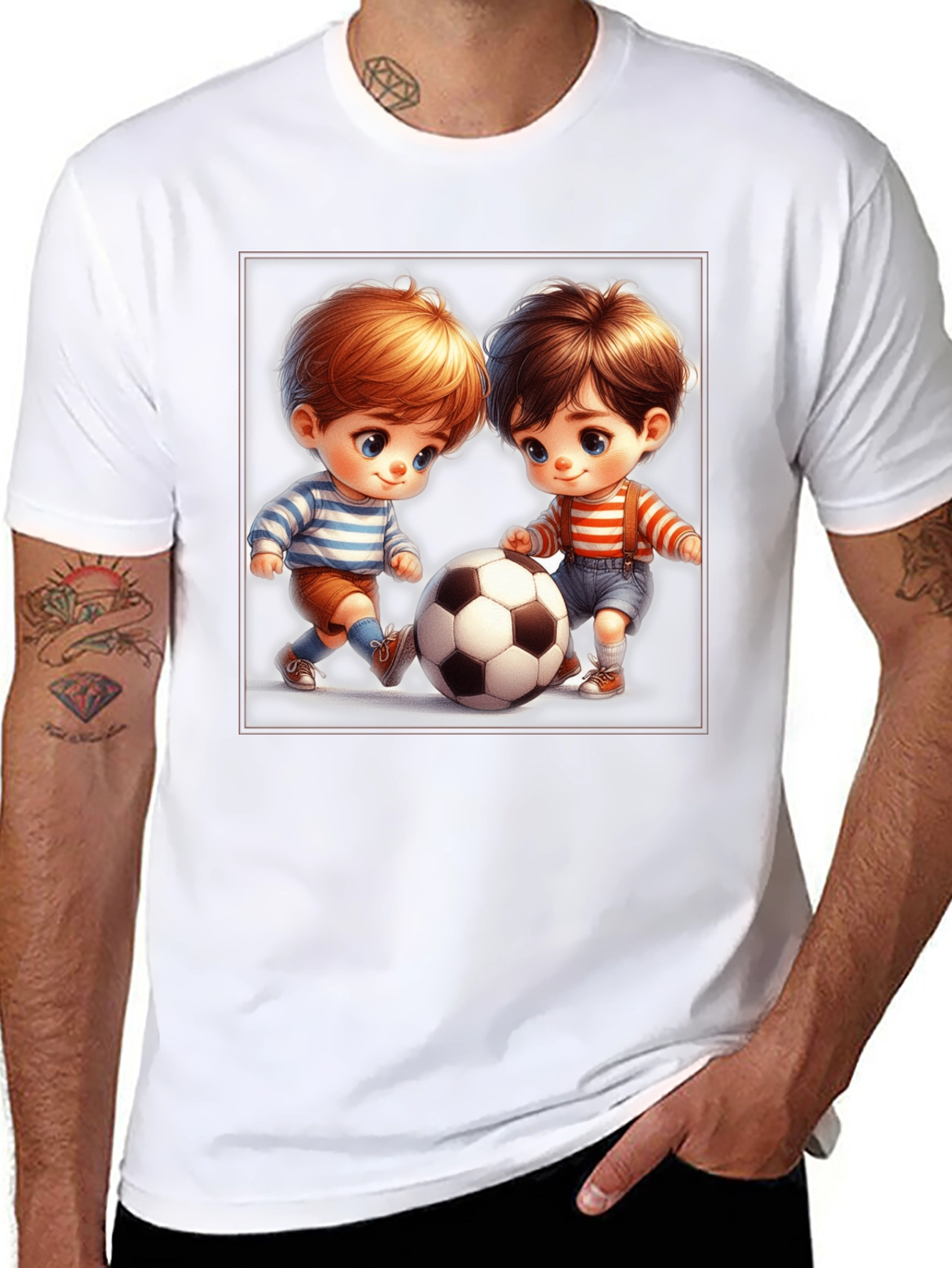 Cartoon Kids Soccer T-Shirt - Black Fun Design