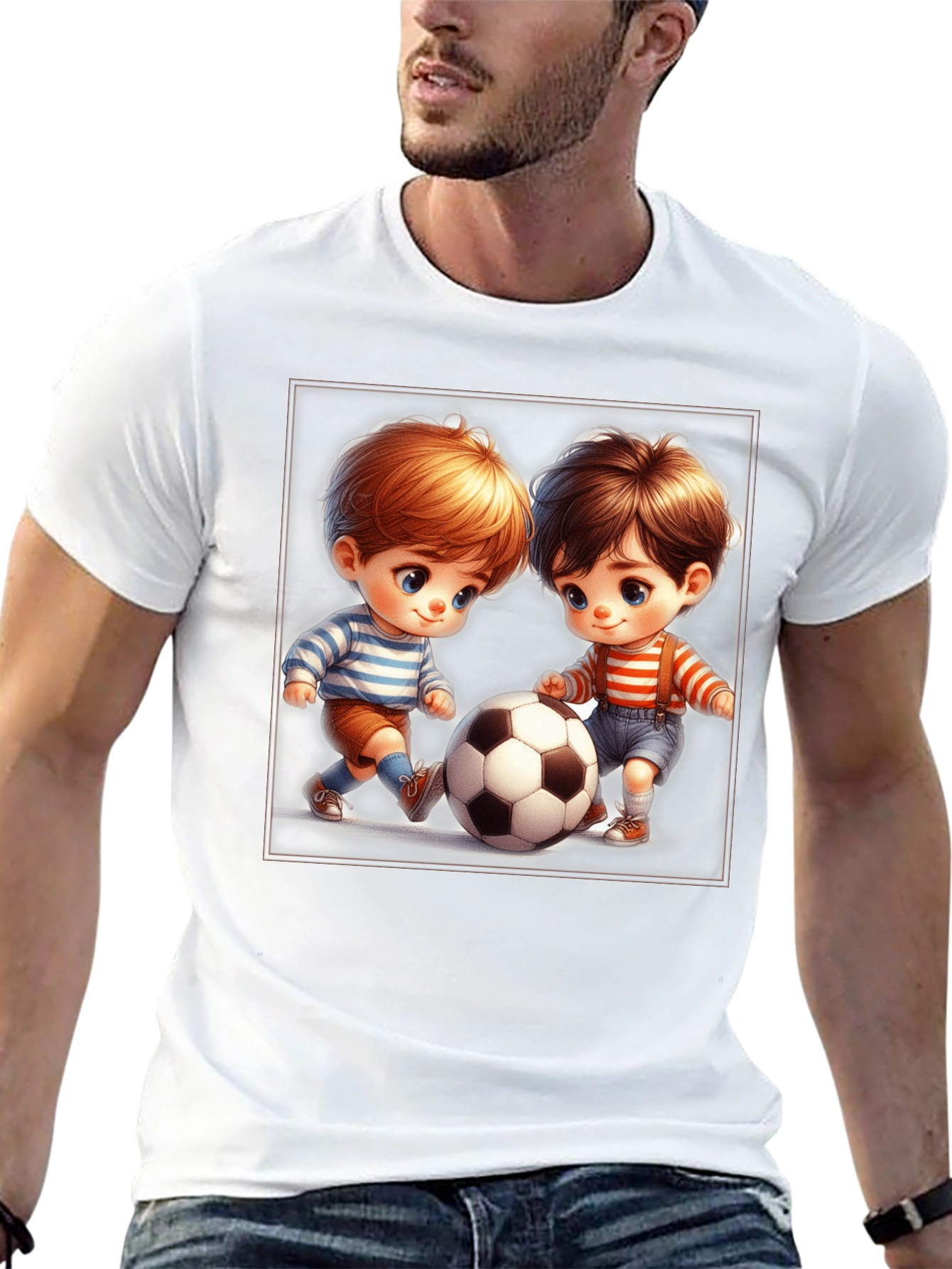 Cartoon Kids Soccer T-Shirt - Black Fun Design