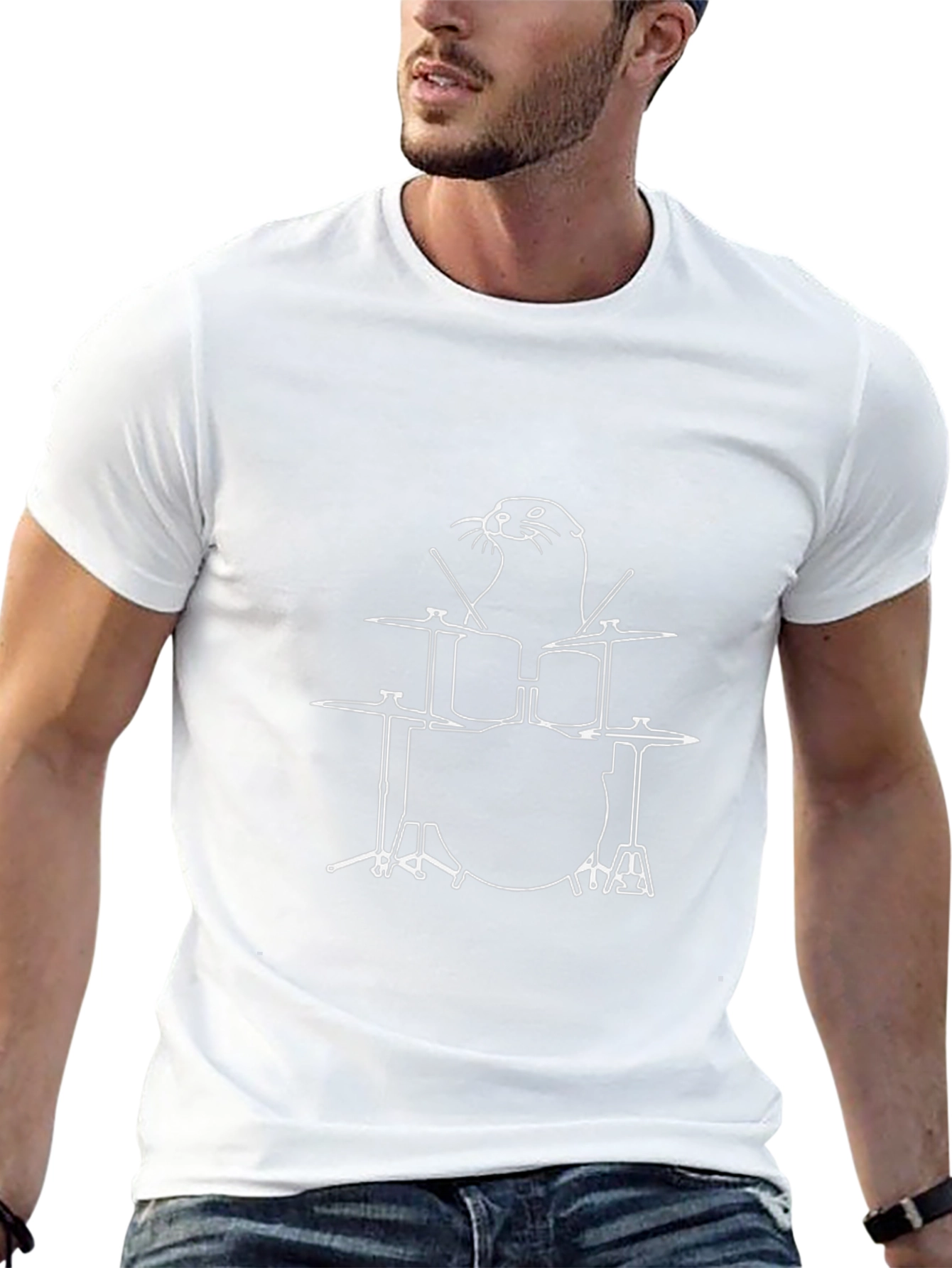 Otter Drummer Graphic Tee - Music Lover T-Shirt