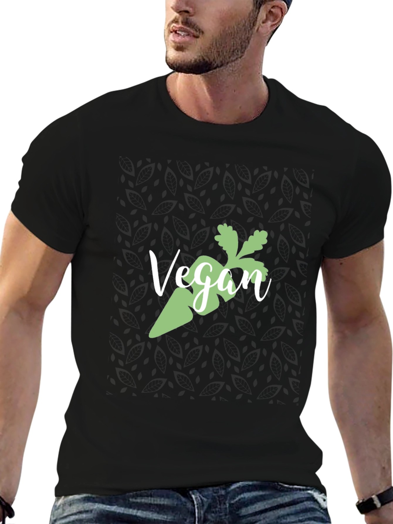 Vegan Carrot Graphic Tee - Black Cotton T-Shirt