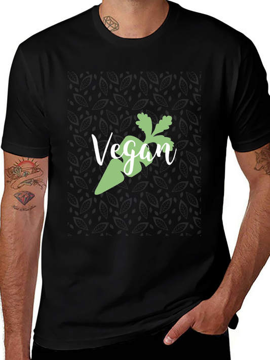 Vegan Carrot Graphic Tee - Black Cotton T-Shirt