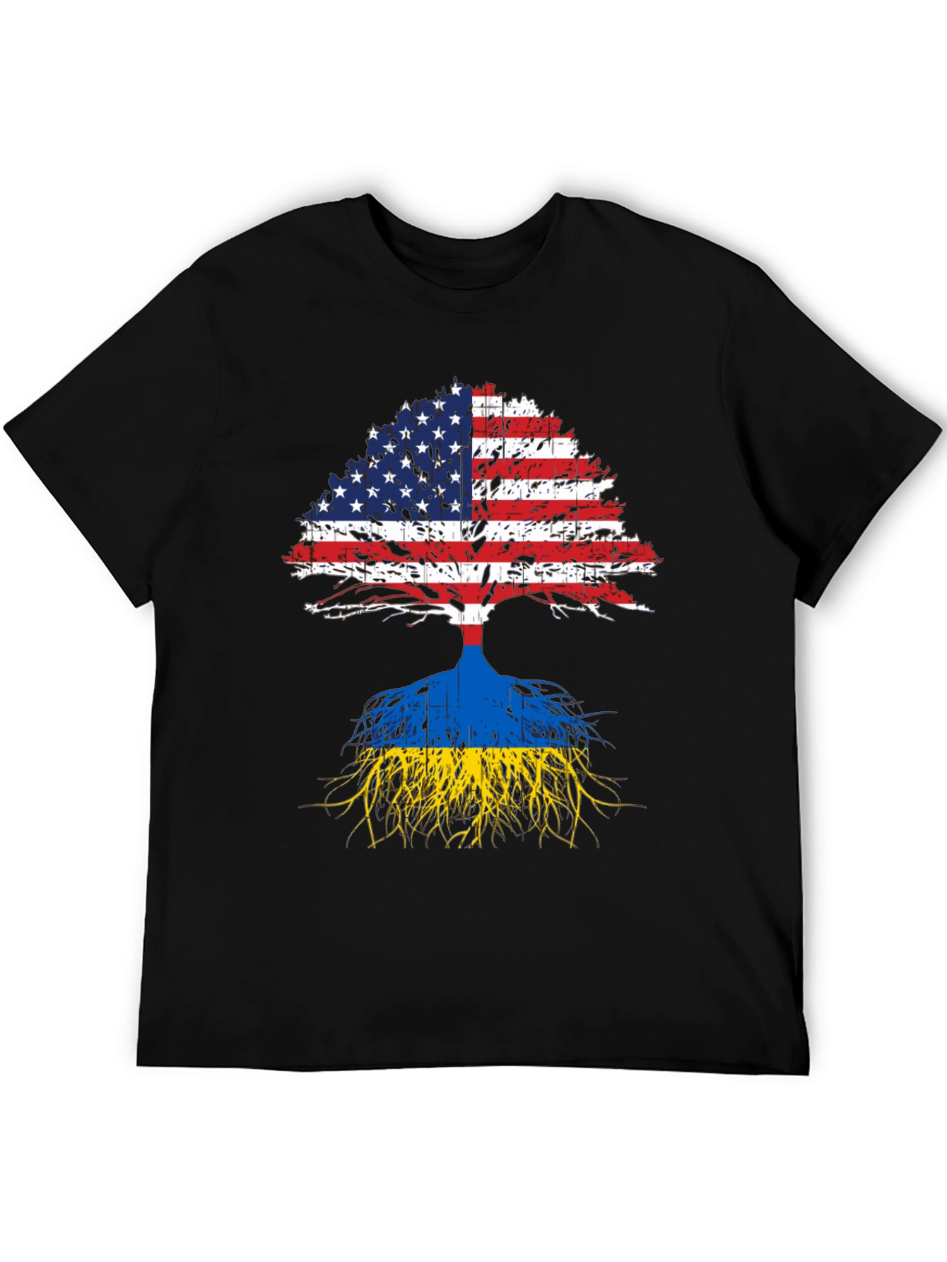 USA and Ukraine Flag Tree T-Shirt