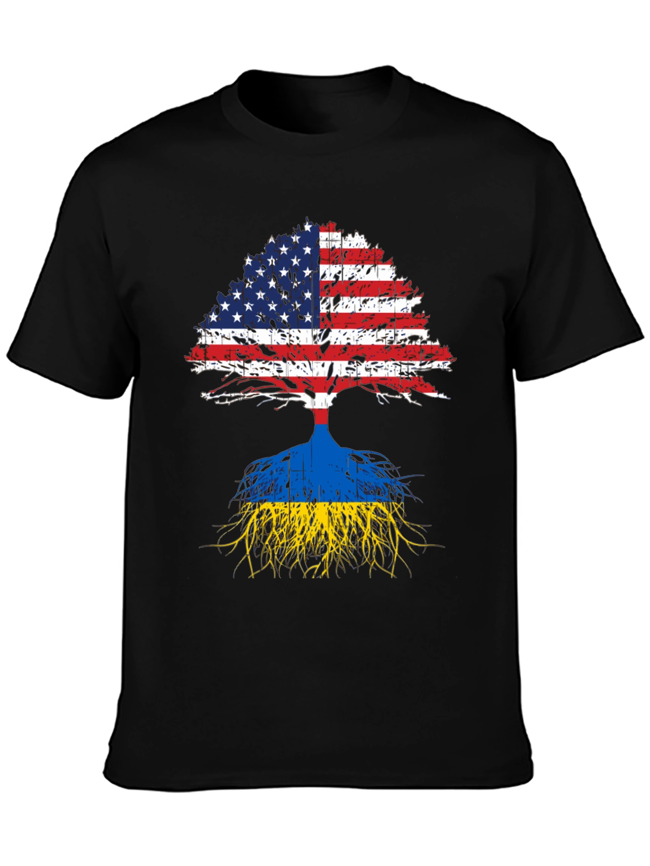 USA and Ukraine Flag Tree T-Shirt