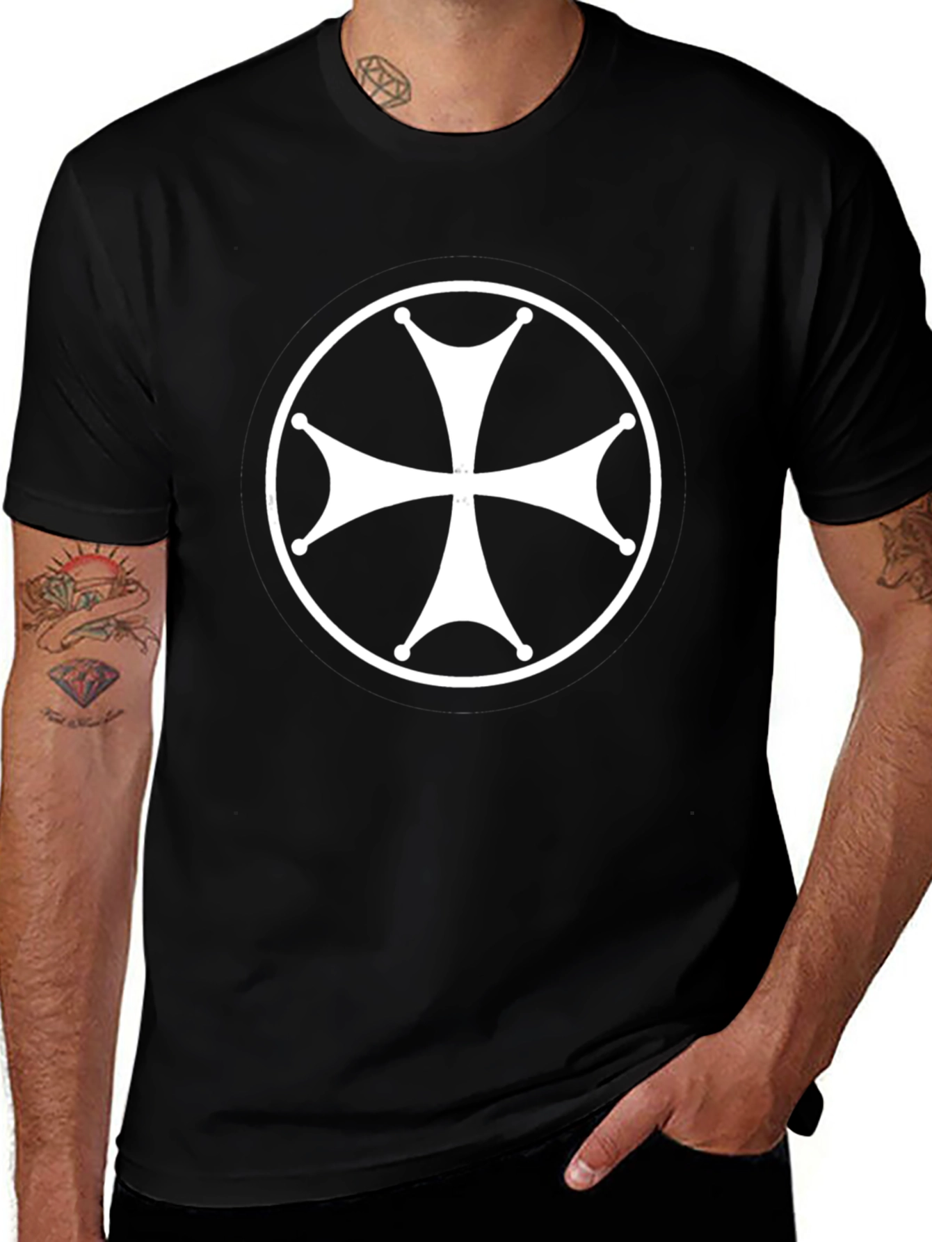 Cross Graphic T-Shirt - Mens Black Cotton Tee