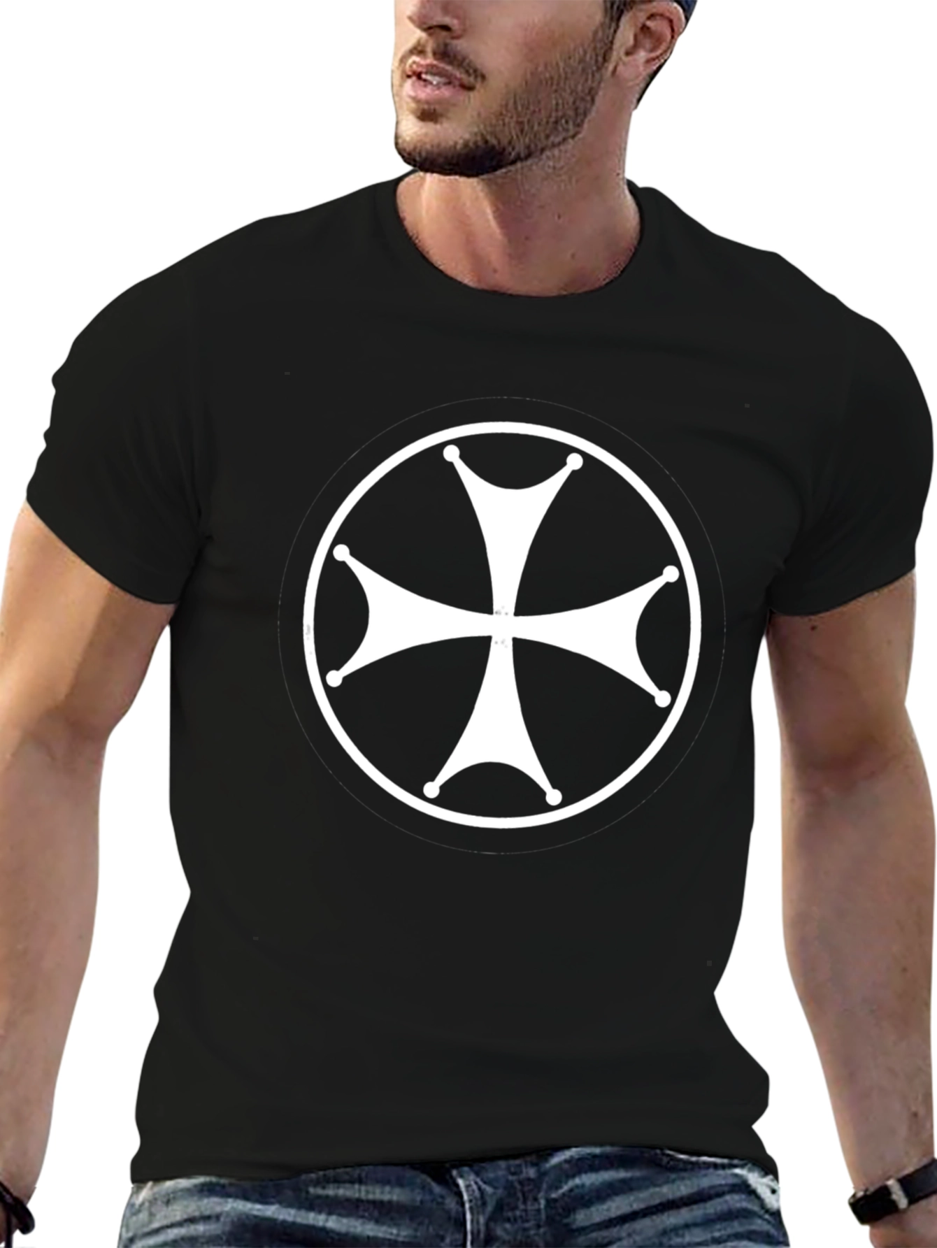 Cross Graphic T-Shirt - Mens Black Cotton Tee