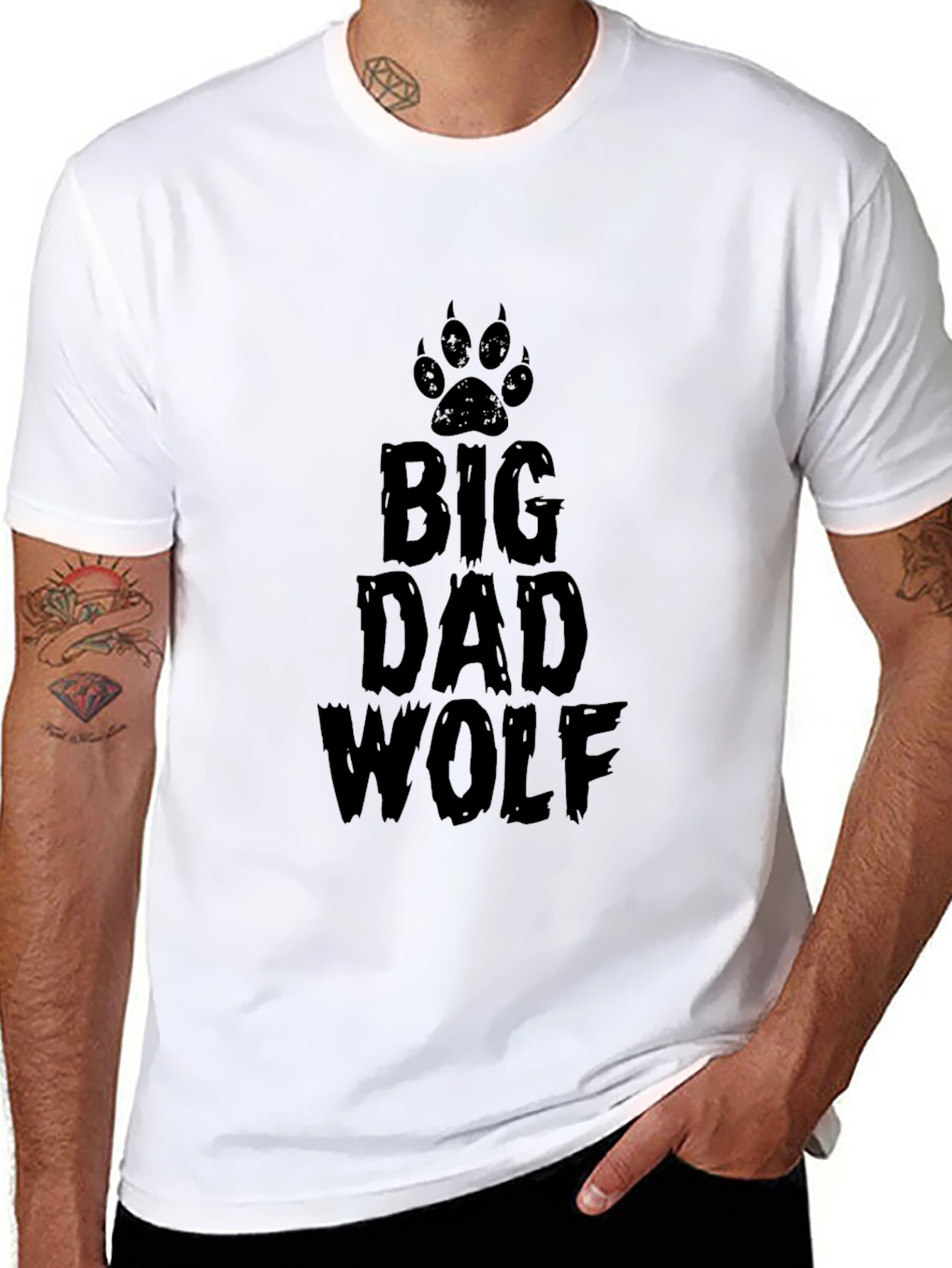 Big Dad Wolf Graphic Print T-Shirt