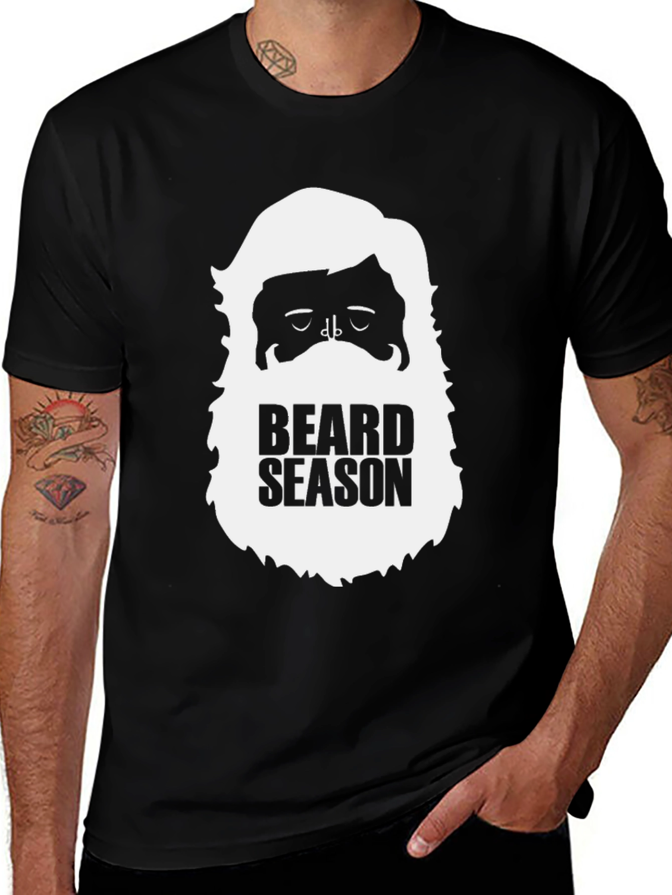 Beard Season Black Graphic Tee for Men