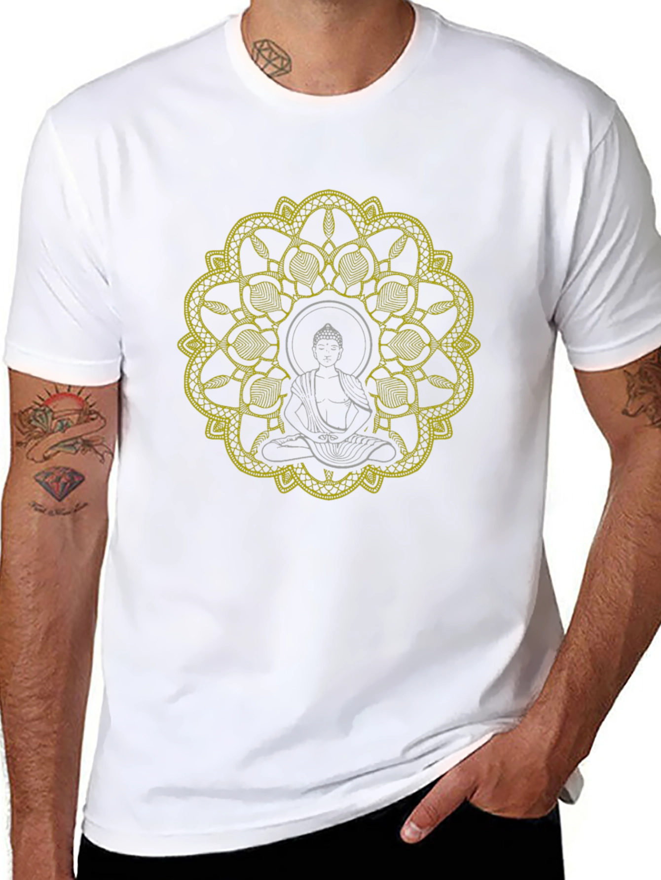 Buddha Mandala Graphic T-Shirt - Black