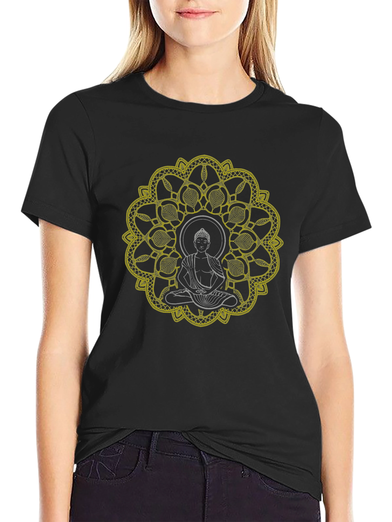 Buddha Mandala Graphic T-Shirt - Black