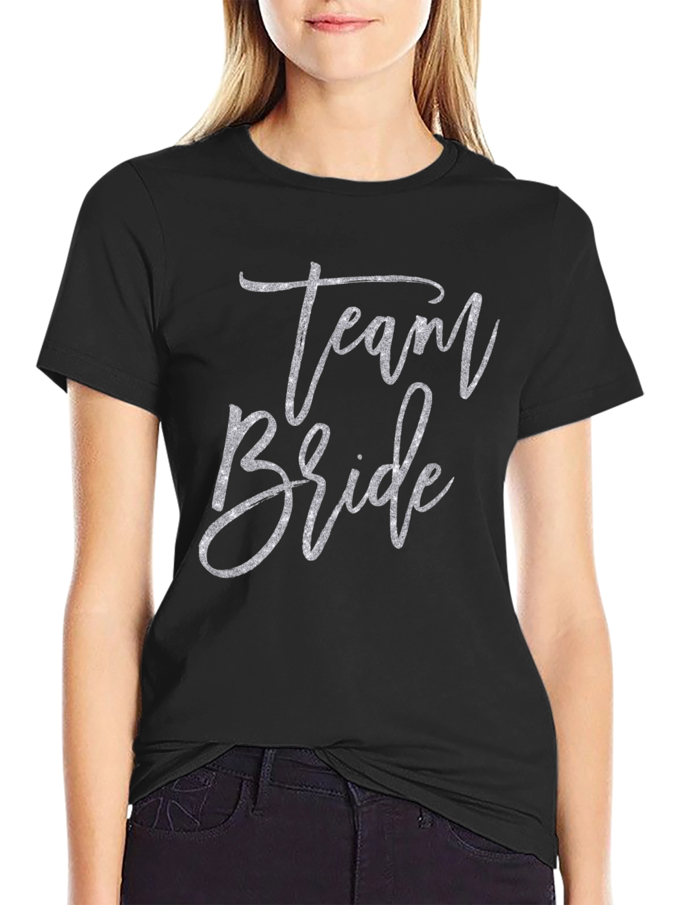 Team Bride Black Crew Neck T-Shirt