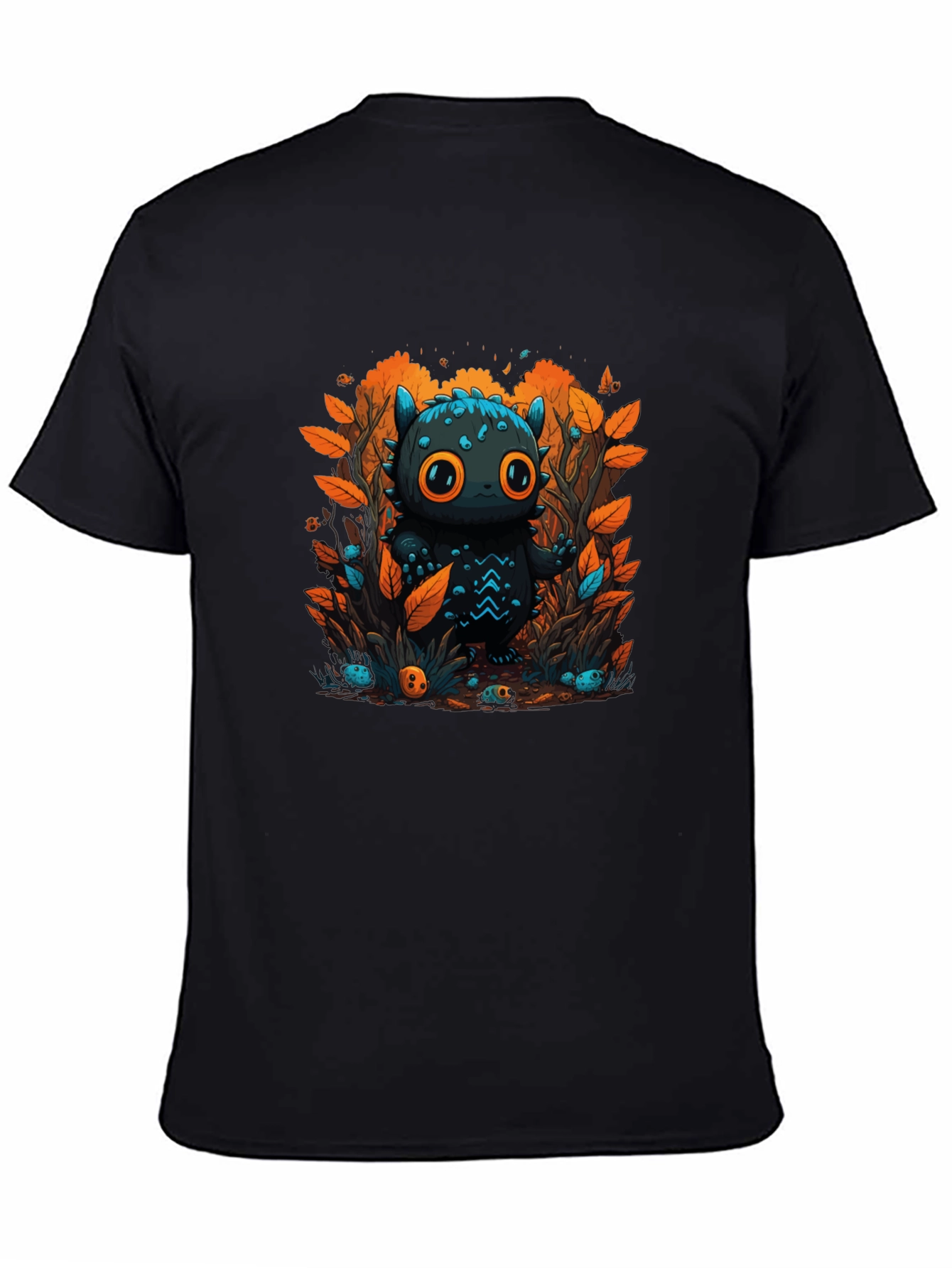 Cute Cartoon Creature Black T-Shirt