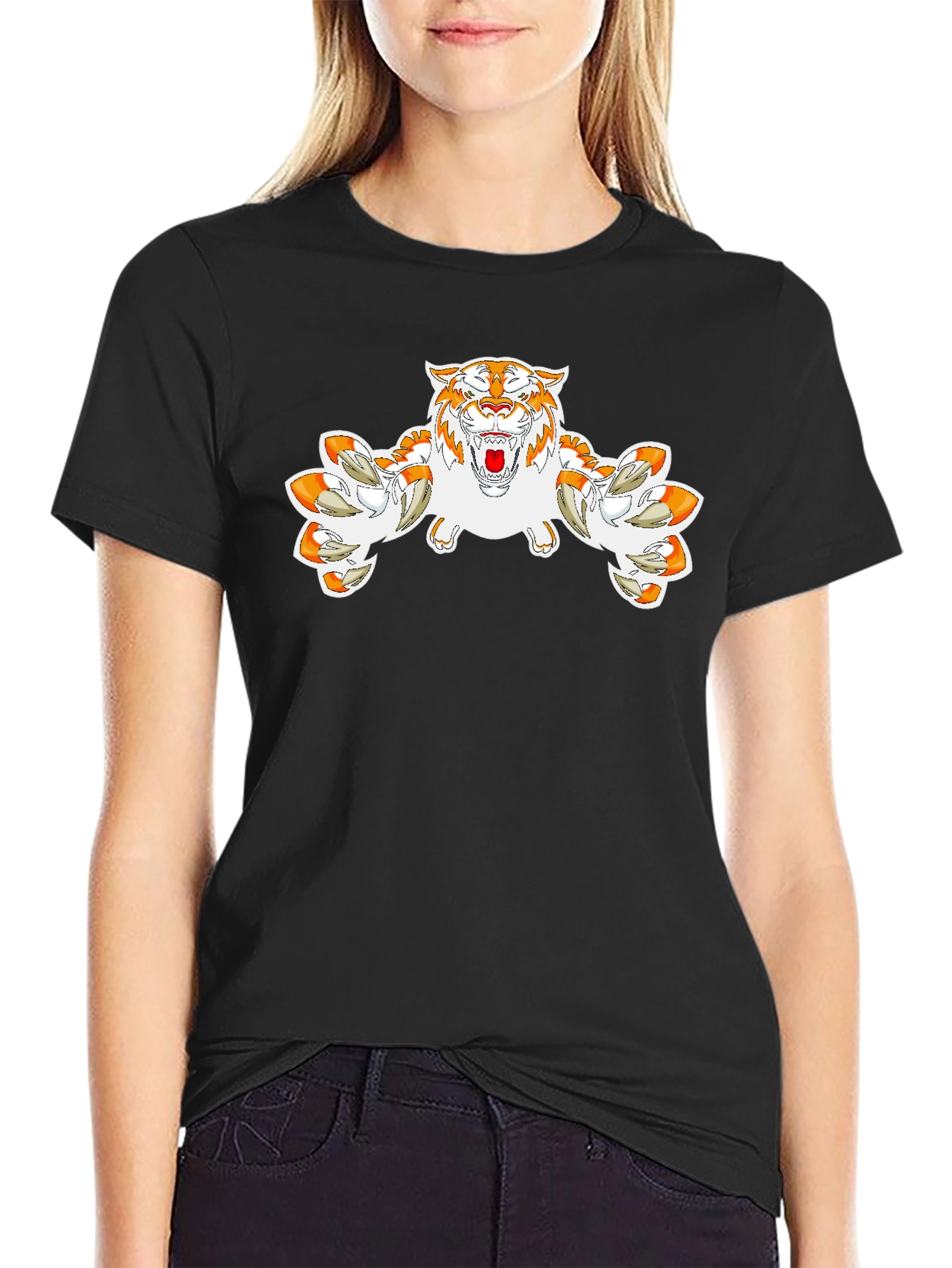 Tiger Graphic Print Black T-Shirt