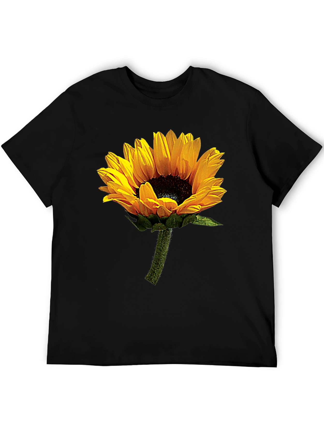 Sunflower Graphic Tee - Black Cotton T-Shirt