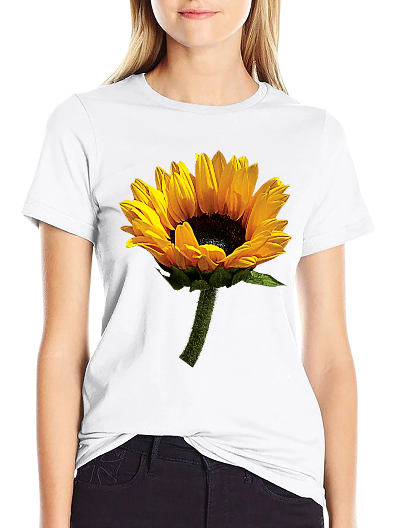 Sunflower Graphic Tee - Black Cotton T-Shirt