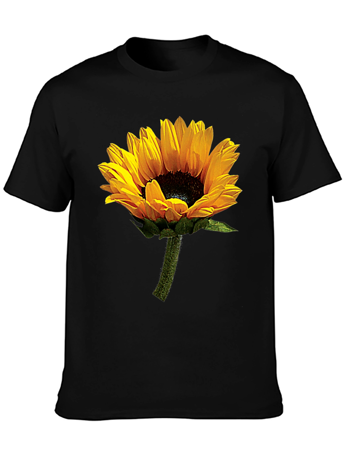 Sunflower Graphic Tee - Black Cotton T-Shirt