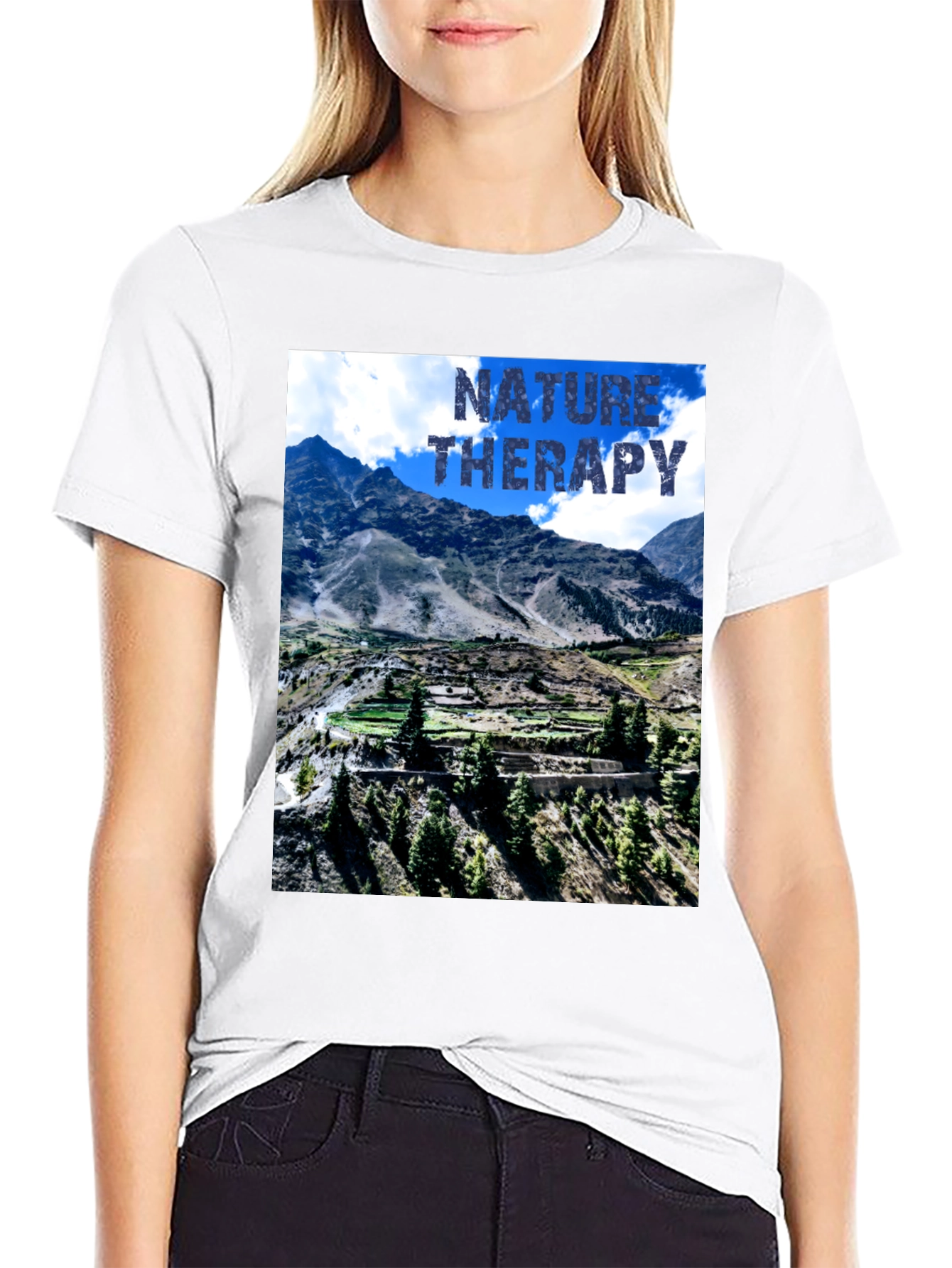 Nature Therapy Graphic T-Shirt - Mountain Scene