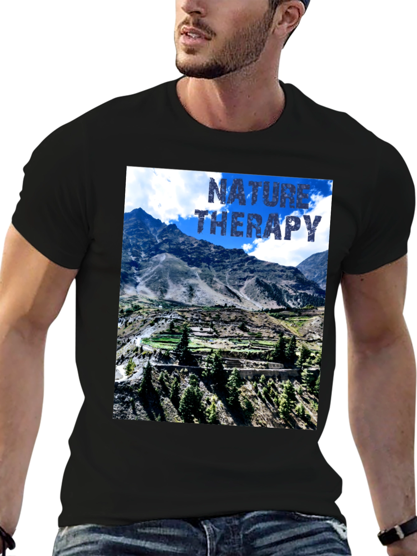 Nature Therapy Graphic T-Shirt - Mountain Scene