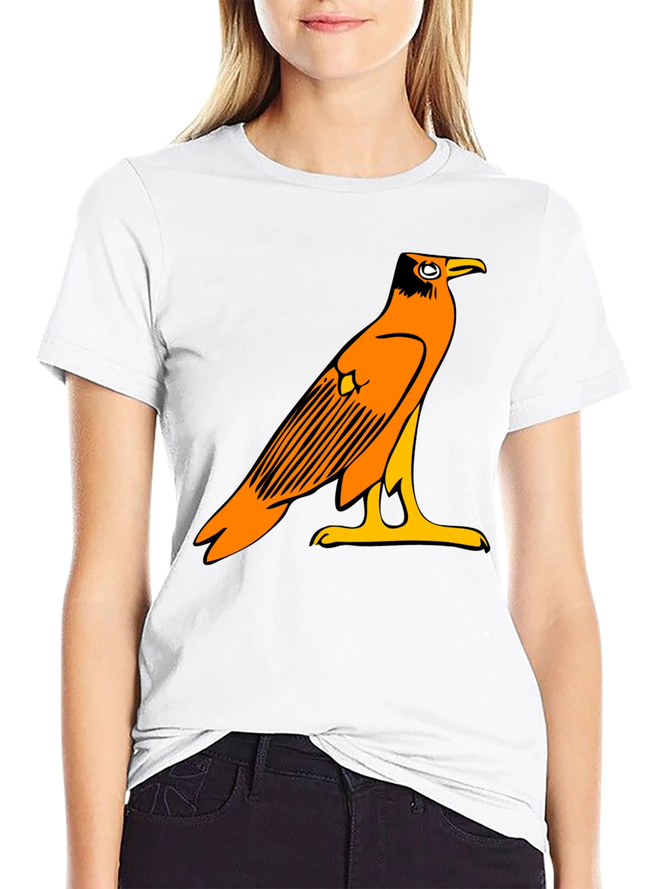 Egyptian Bird Graphic Tee - Black Casual T-Shirt