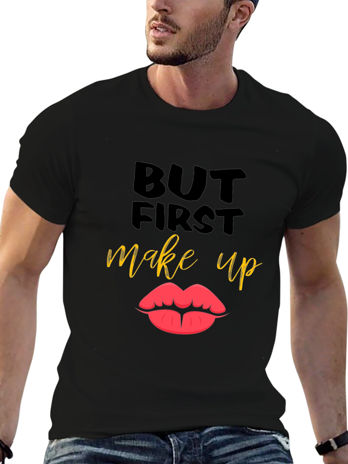 But First Makeup T-Shirt Lips Graphic Tee