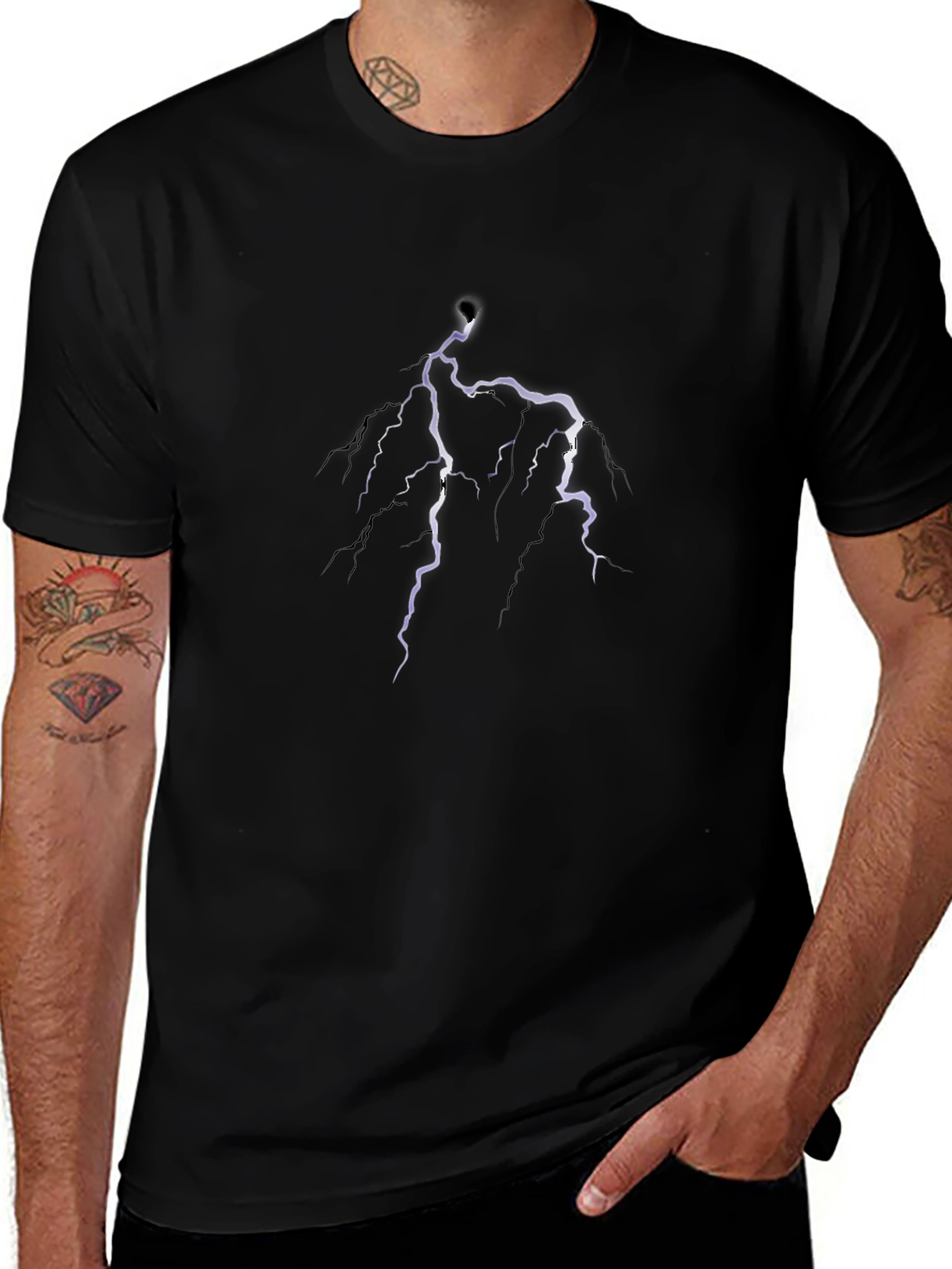 Lightning Bolt Graphic Tee - Mens Black T-Shirt