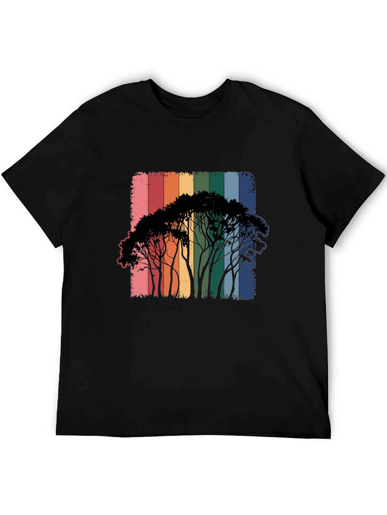 Rainbow Trees Black T-Shirt