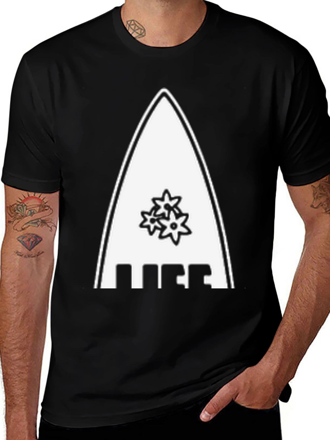 Reef Surfboard Tee - Black Graphic T-Shirt
