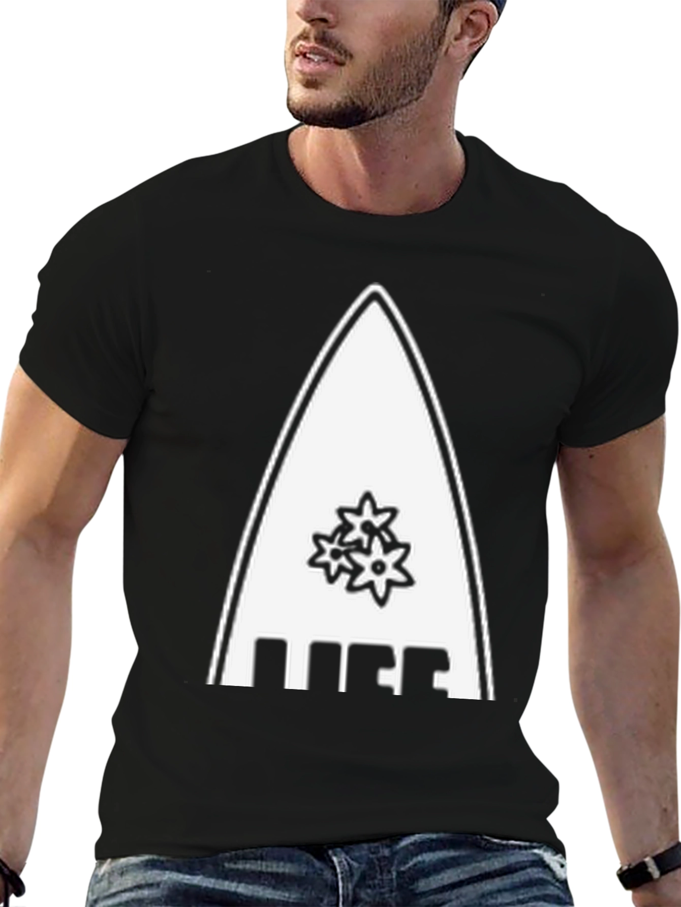 Reef Surfboard Tee - Black Graphic T-Shirt