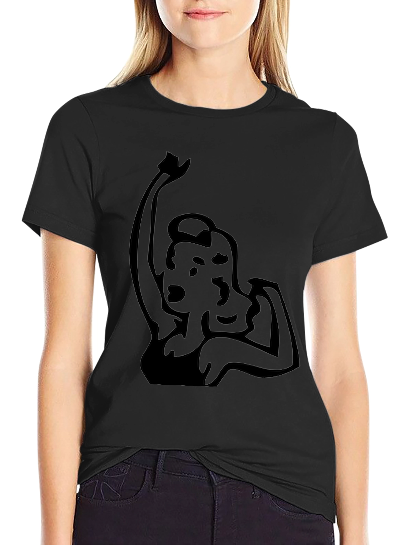 Retro Woman Graphic Black Tee