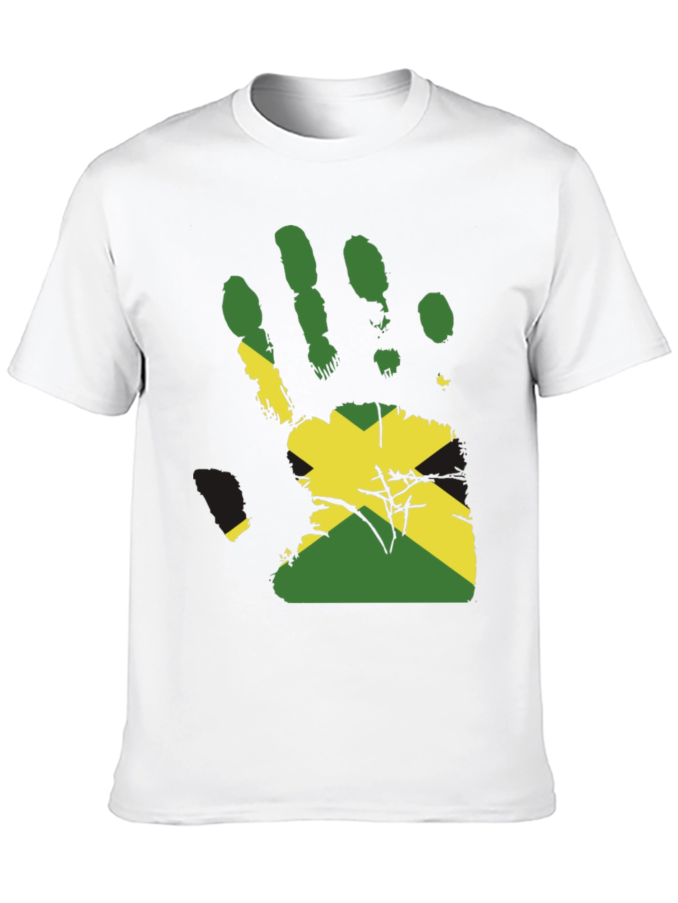 Jamaican Flag Handprint Graphic Tee - Black