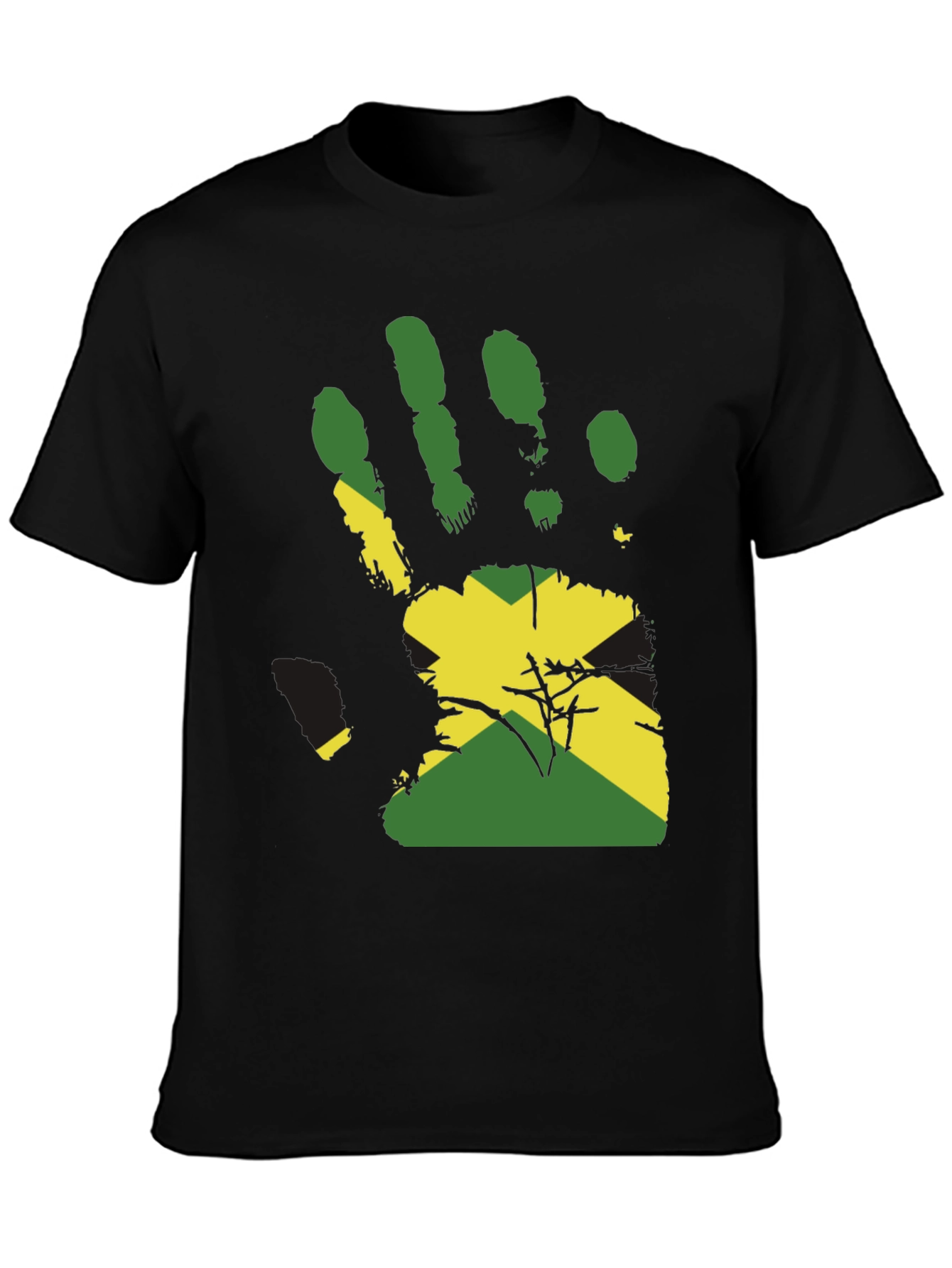 Jamaican Flag Handprint Graphic Tee - Black