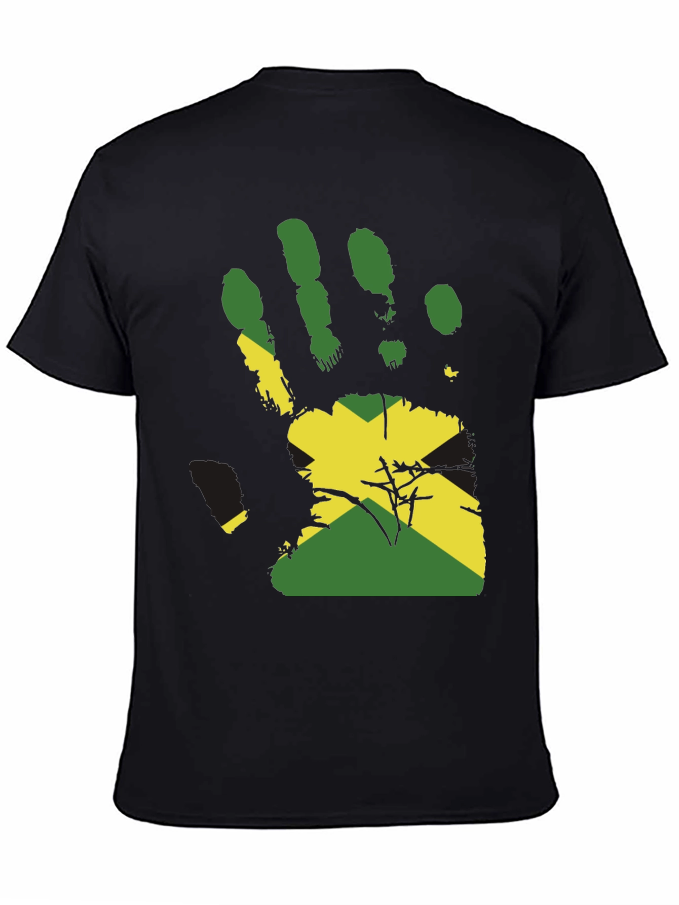 Jamaican Flag Handprint Graphic Tee - Black