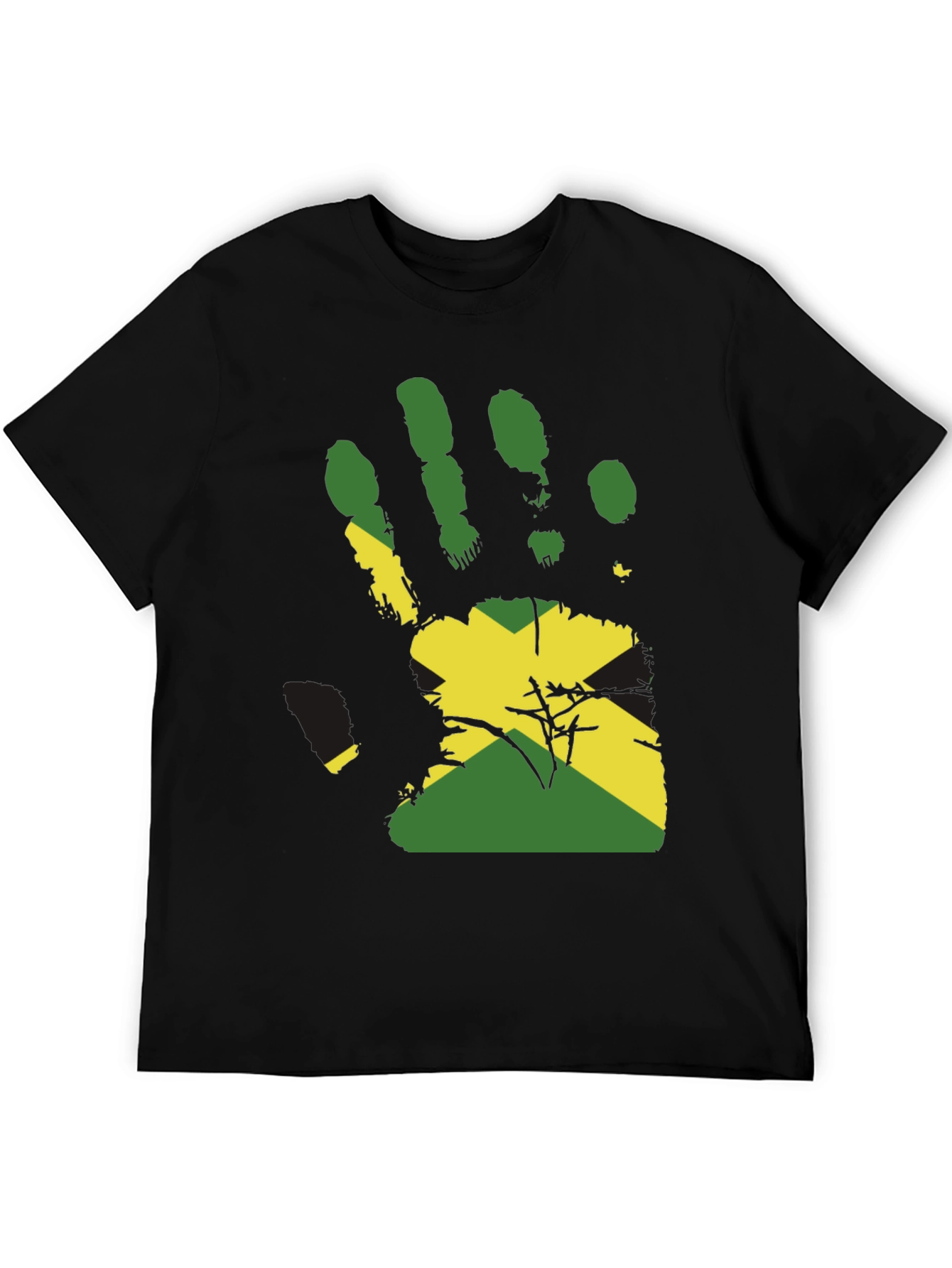 Jamaican Flag Handprint Graphic Tee - Black