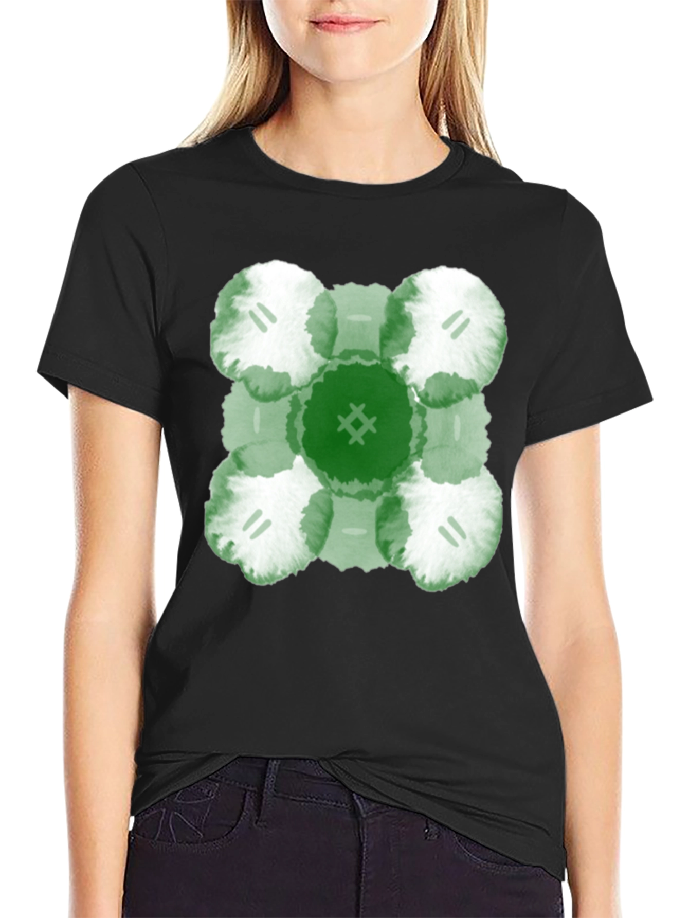 Abstract Green Floral T-Shirt