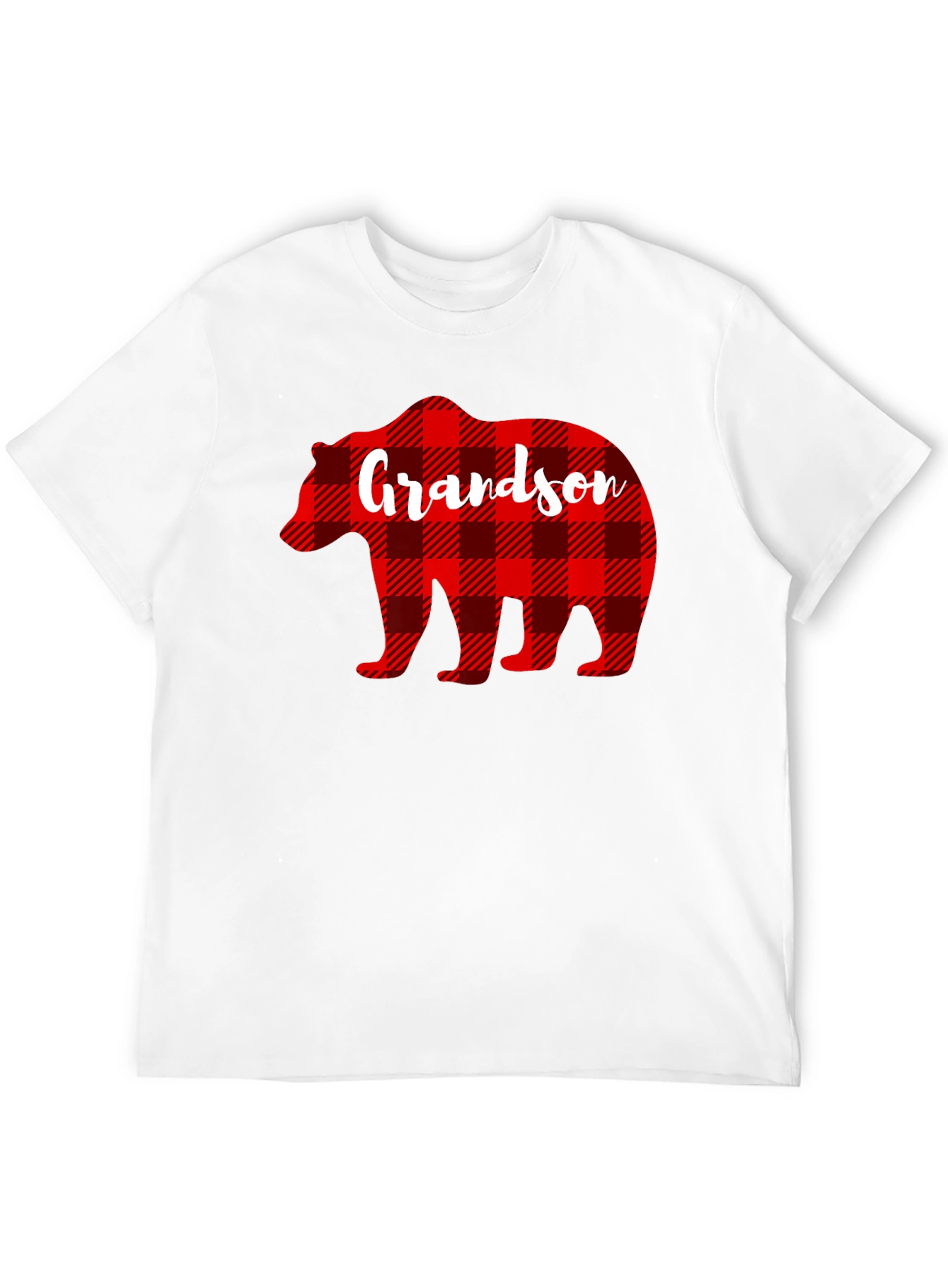 Grandson Bear Plaid Graphic T-Shirt