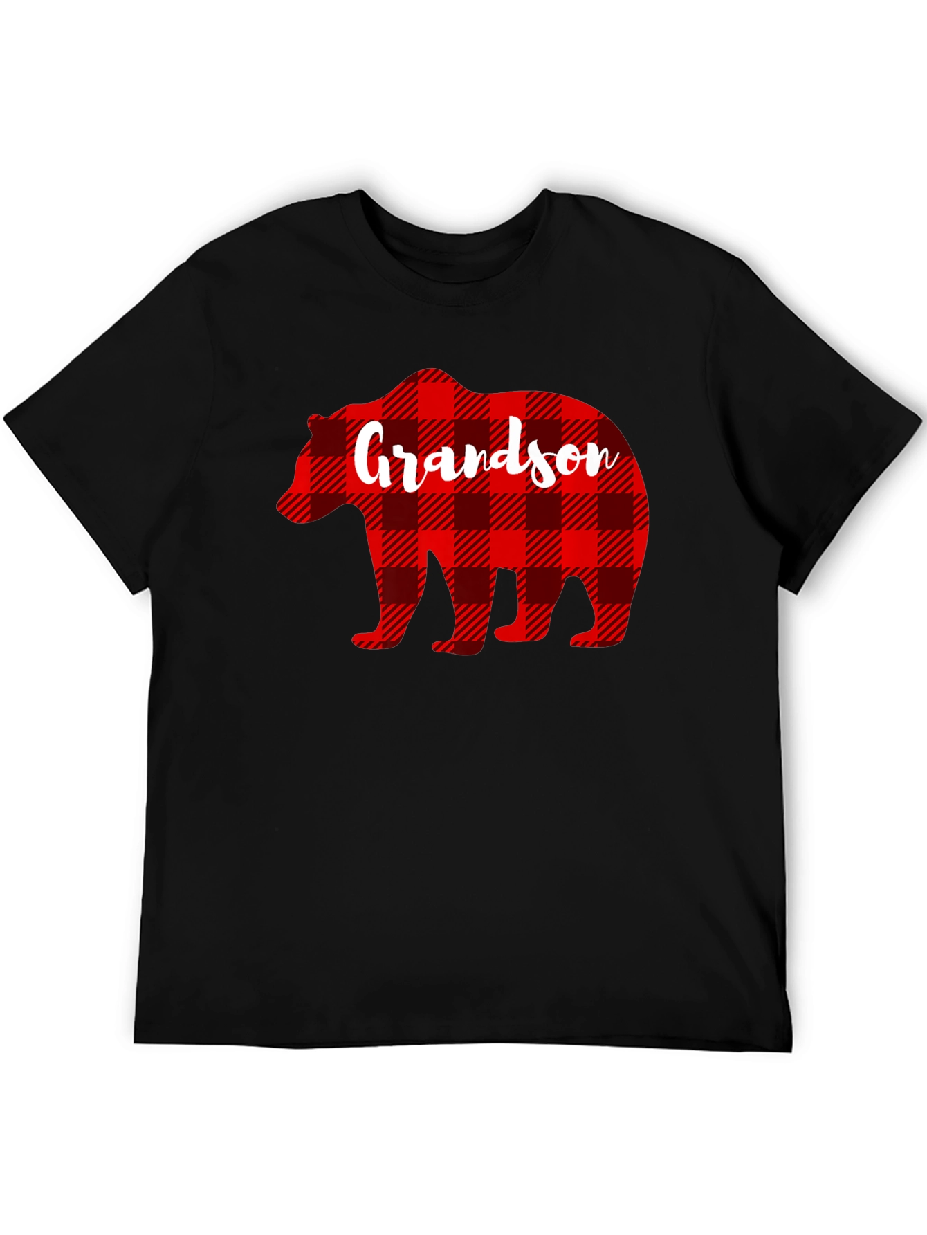 Grandson Bear Plaid Graphic T-Shirt